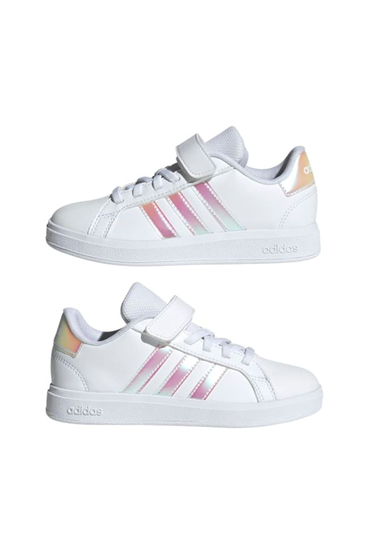 adidas Girls' Colourblock Sports Shoes with Hook and Loop Closure - Grand Cou...