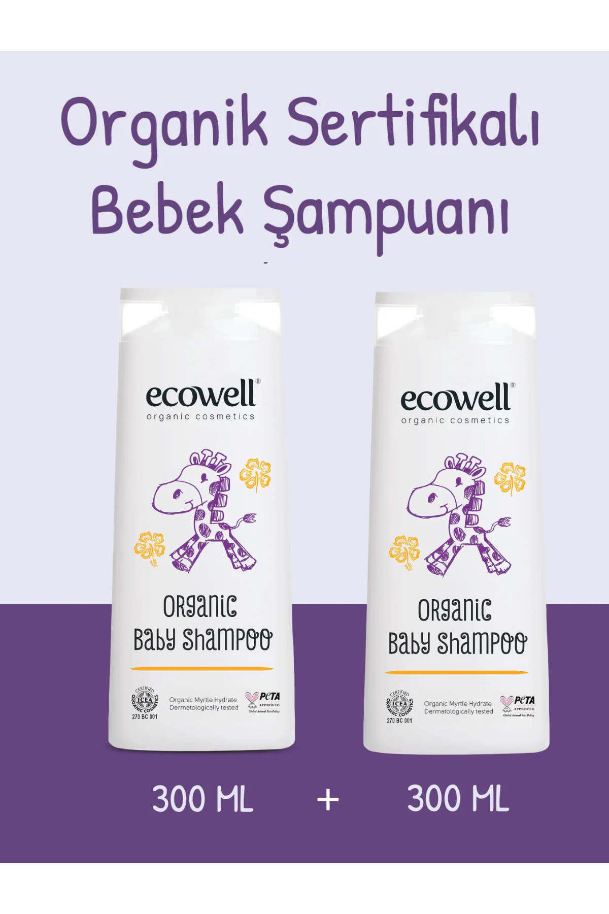 Ecowell Bebek Saç & Vücut Şampuanı Set, Organik & Vegan Sertifikalı, Parabensiz Doğal Konak Önleyici 2x300ml - Fiyatı, Yorumları