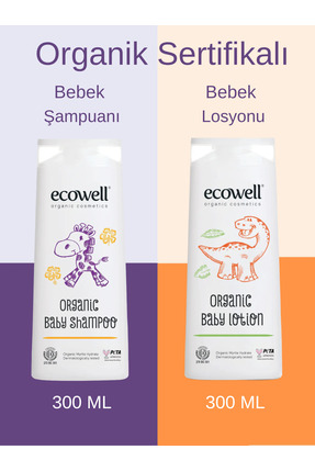 Ecowell Bebek Saç & Vücut Şampuanı + Nemlendirici Yüz & Vücut Losyonu, Organi...