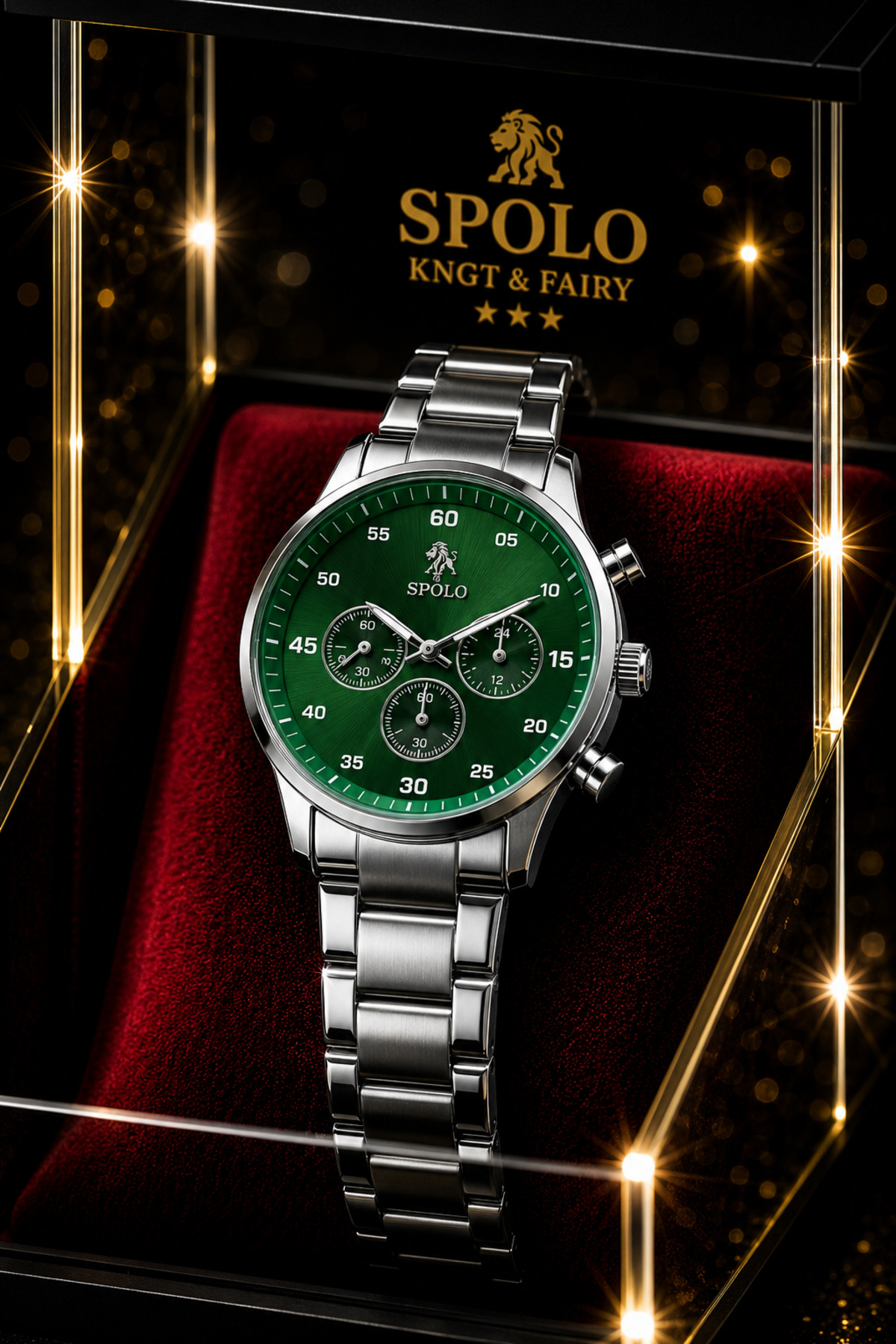 SPOLO SILVER COLORCORDON MEN'S WRISTWATCH VALENTINE'S DAY GIFT