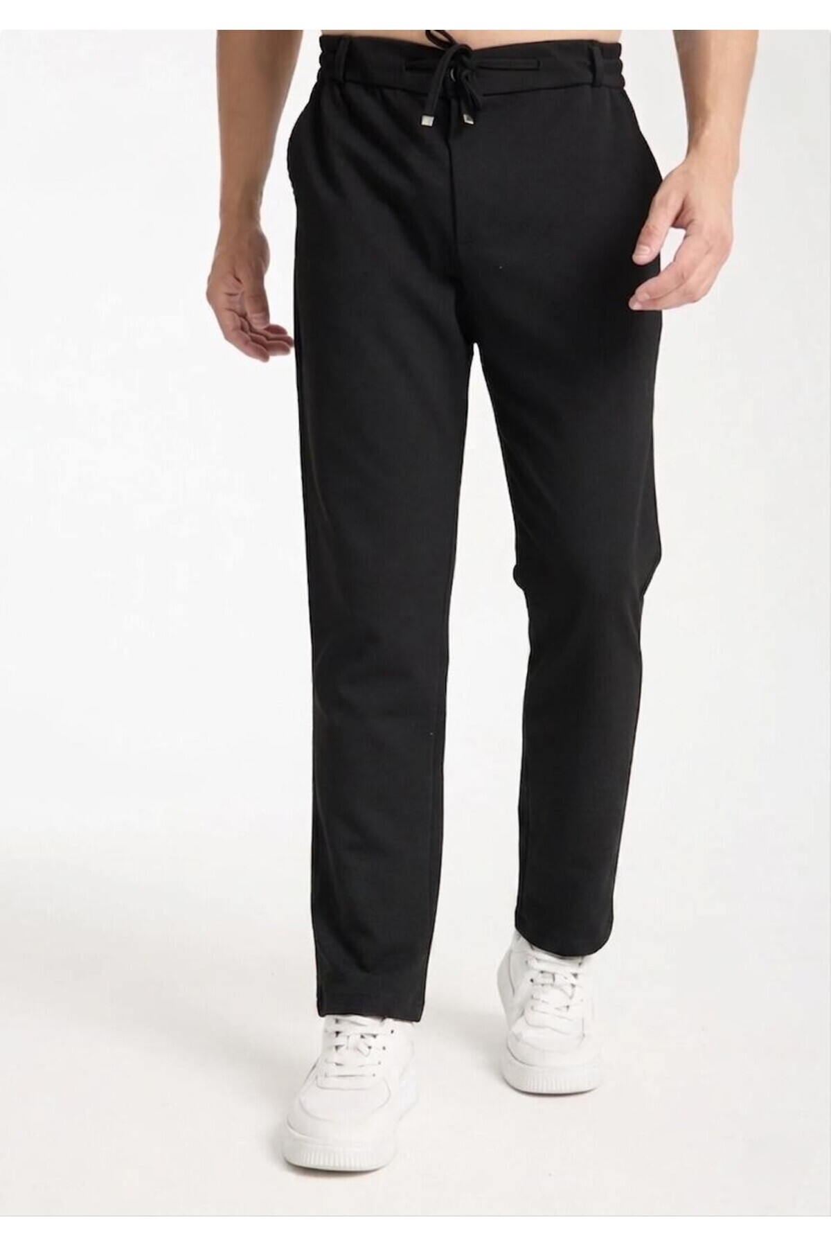 AURA GİYİM Erkek Pantolon Bel Lastikli Likralı Düz Paça Jogger
