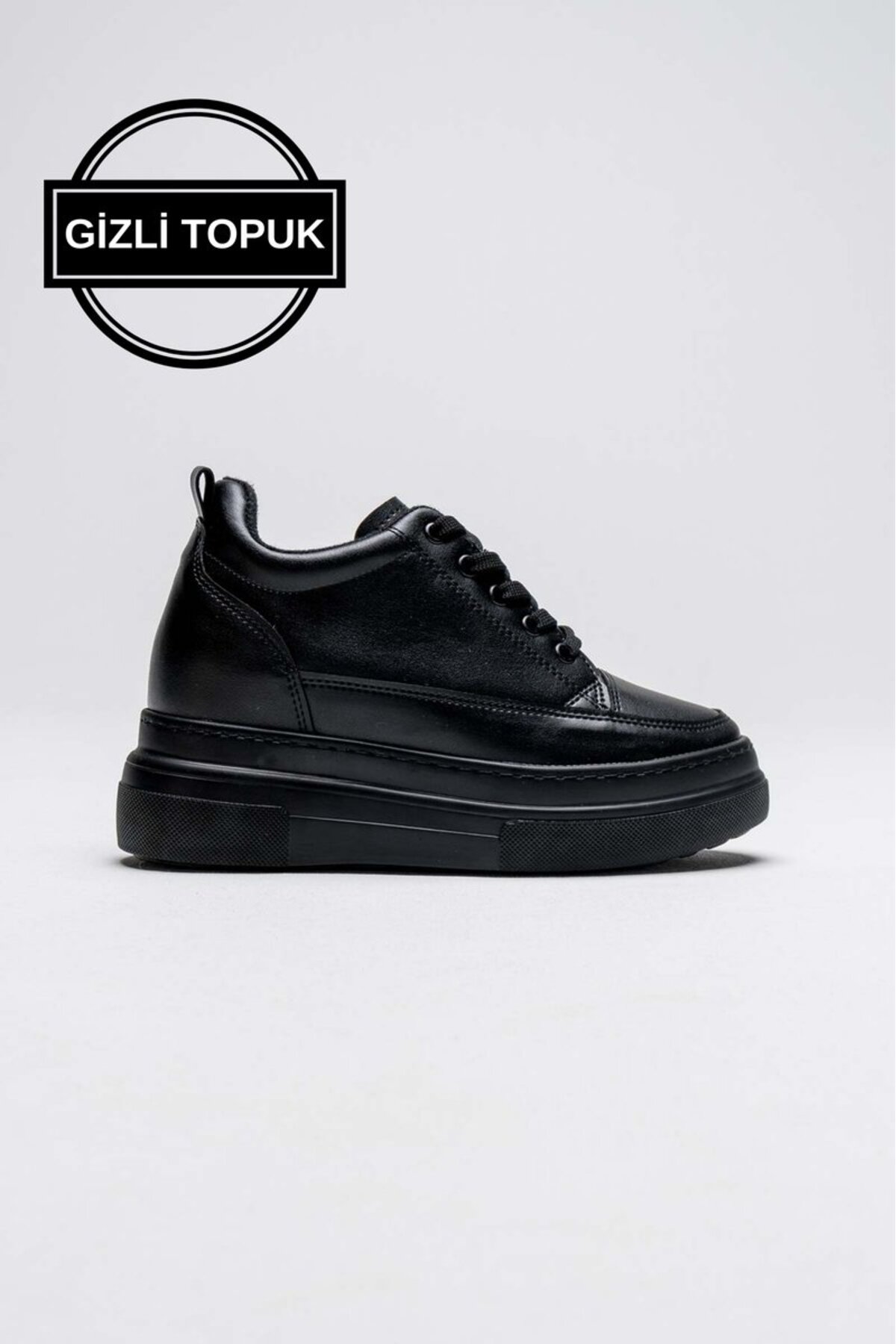 Women's Hidden Heel Black Sports Shoes