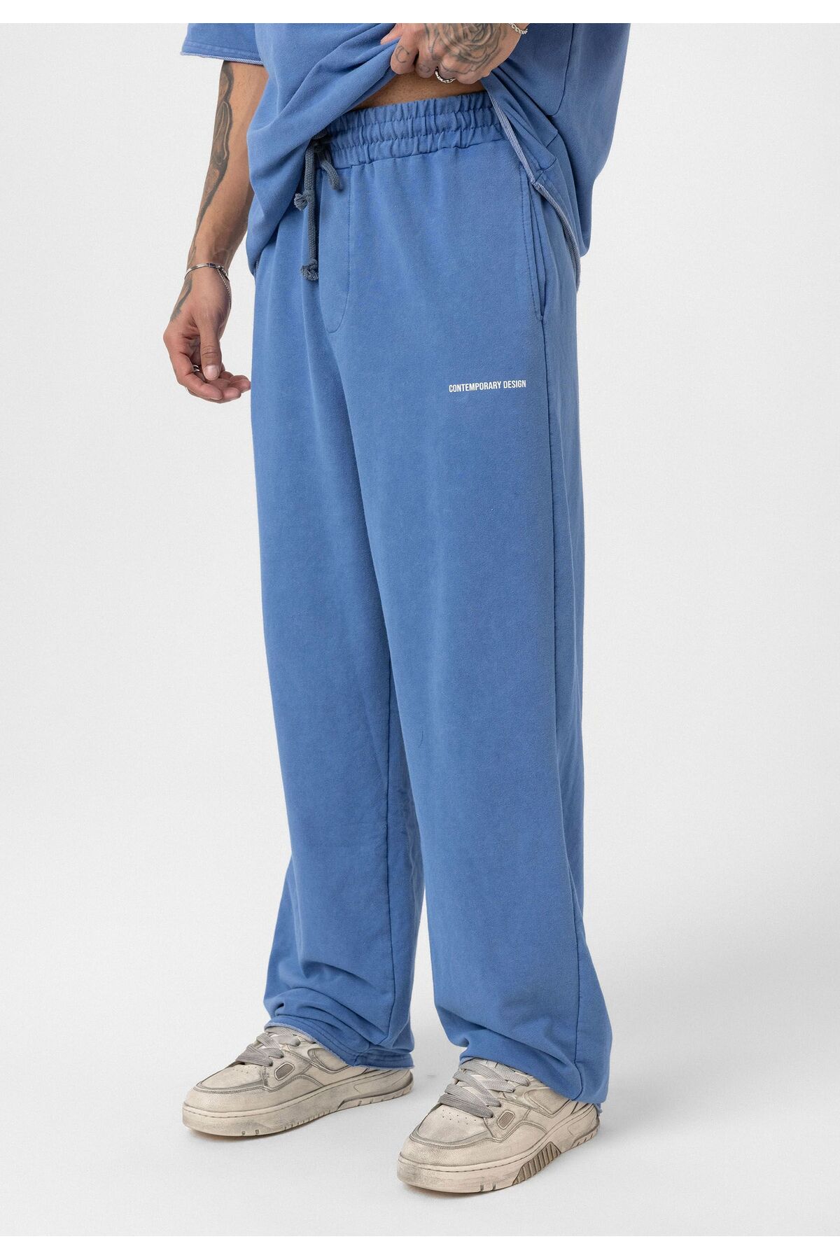 Yıkamalı Oversize Eşofman Takım — آبی DND_V90-02 — تصویر 5 از 6