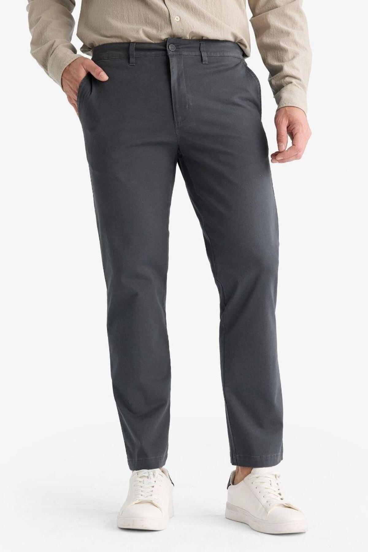 DeFacto Regular Fit Normal Kesim Cepli Düz Paça Chino Pantolon D7349AX25AU görsel 5