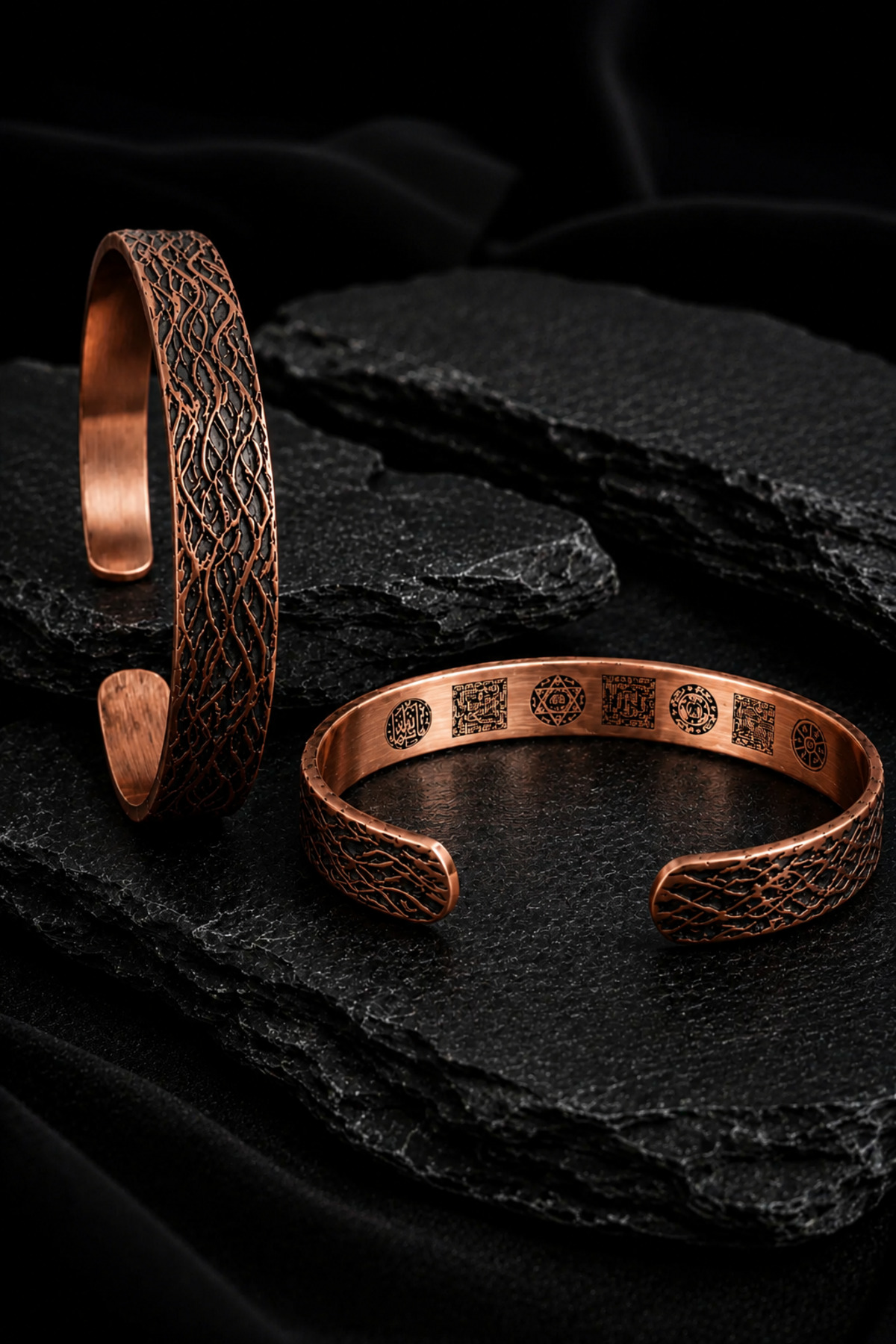Women's Copper Bracelet Tattoo Art Pure Copper Bracelet with Prayer of Protection in the Model