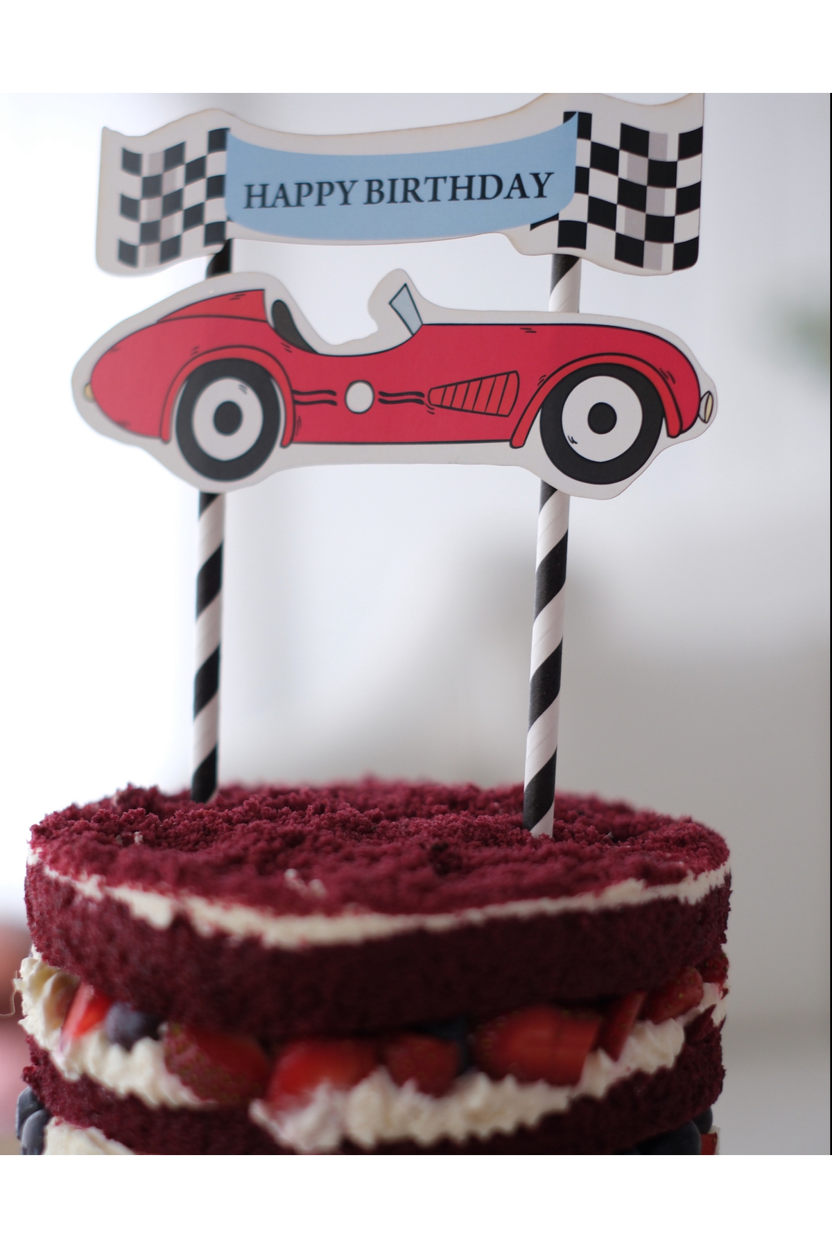 Partifabrik Yarış Arabaları Temalı Happy Birthday Pasta Süsü