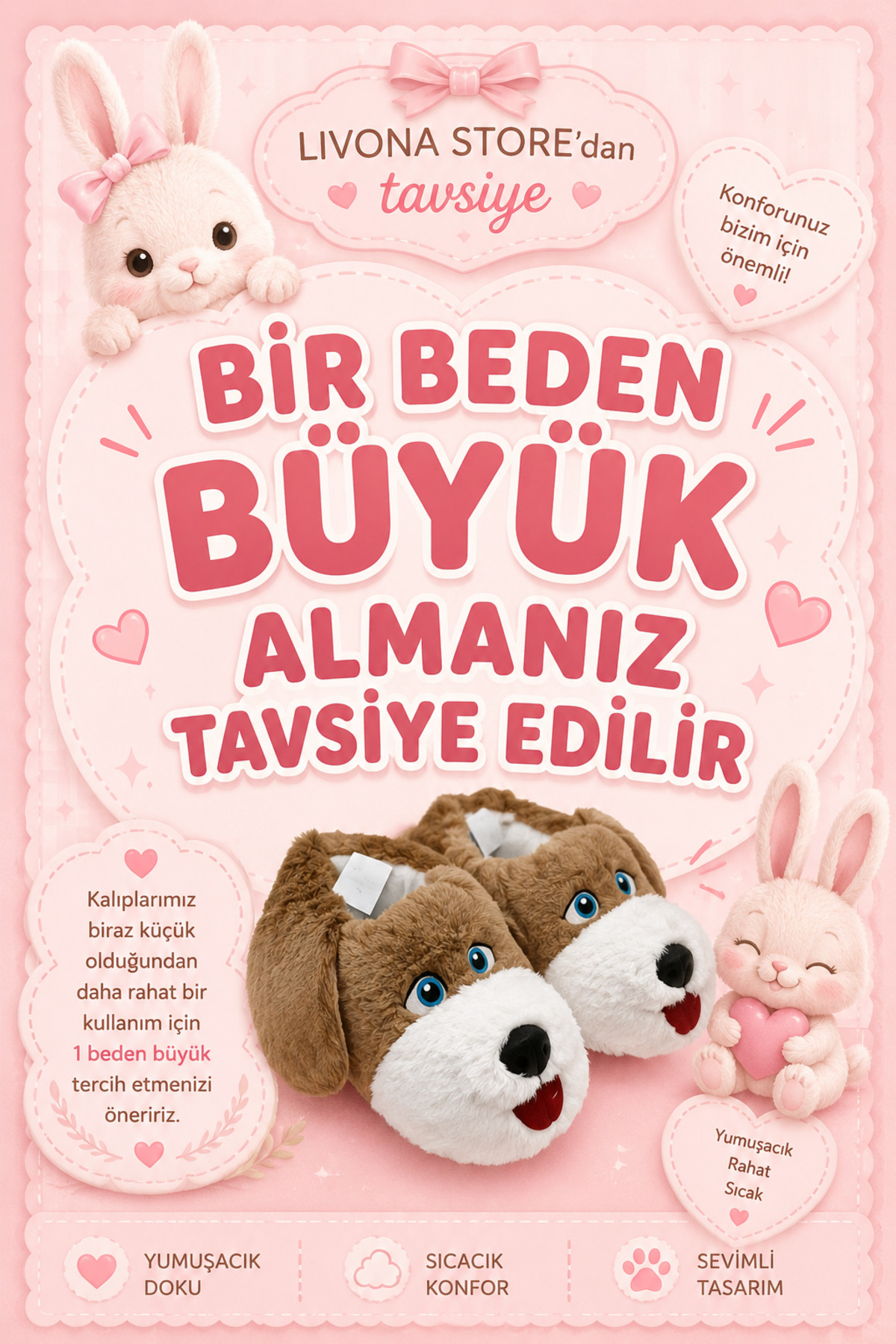 Butik Gri Köpek Figürlü Panduf görsel 3