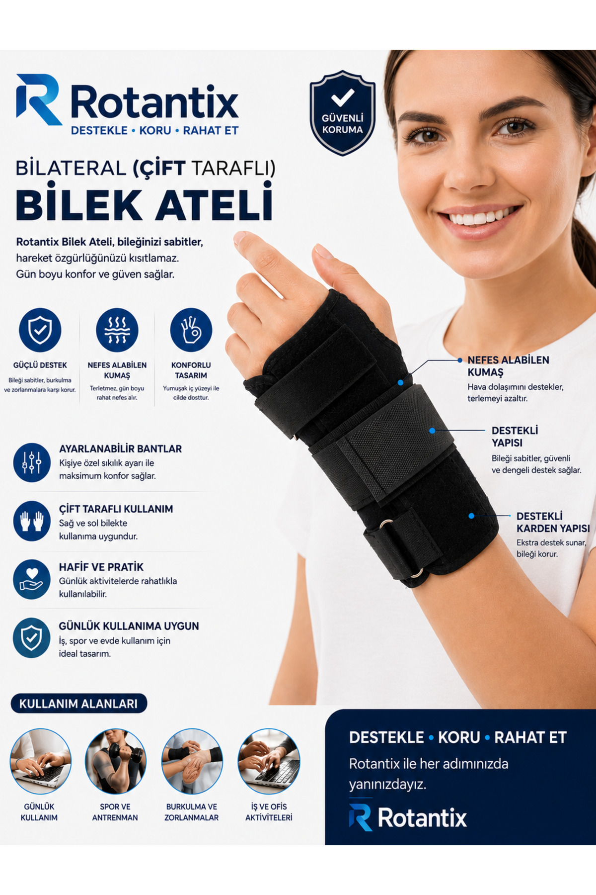 Wrist Splint Neoprene Fabric Backed Static Wrist Splint Compatible for Right and Left Hands (Thermo gel gift)