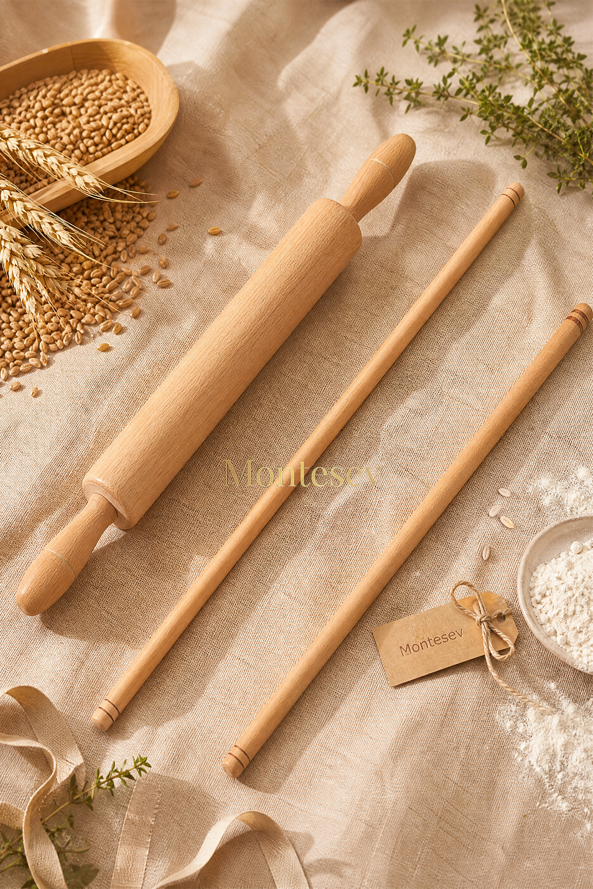 Lily Series Wood Dough Rolling Pin Set of 3 ECHO3