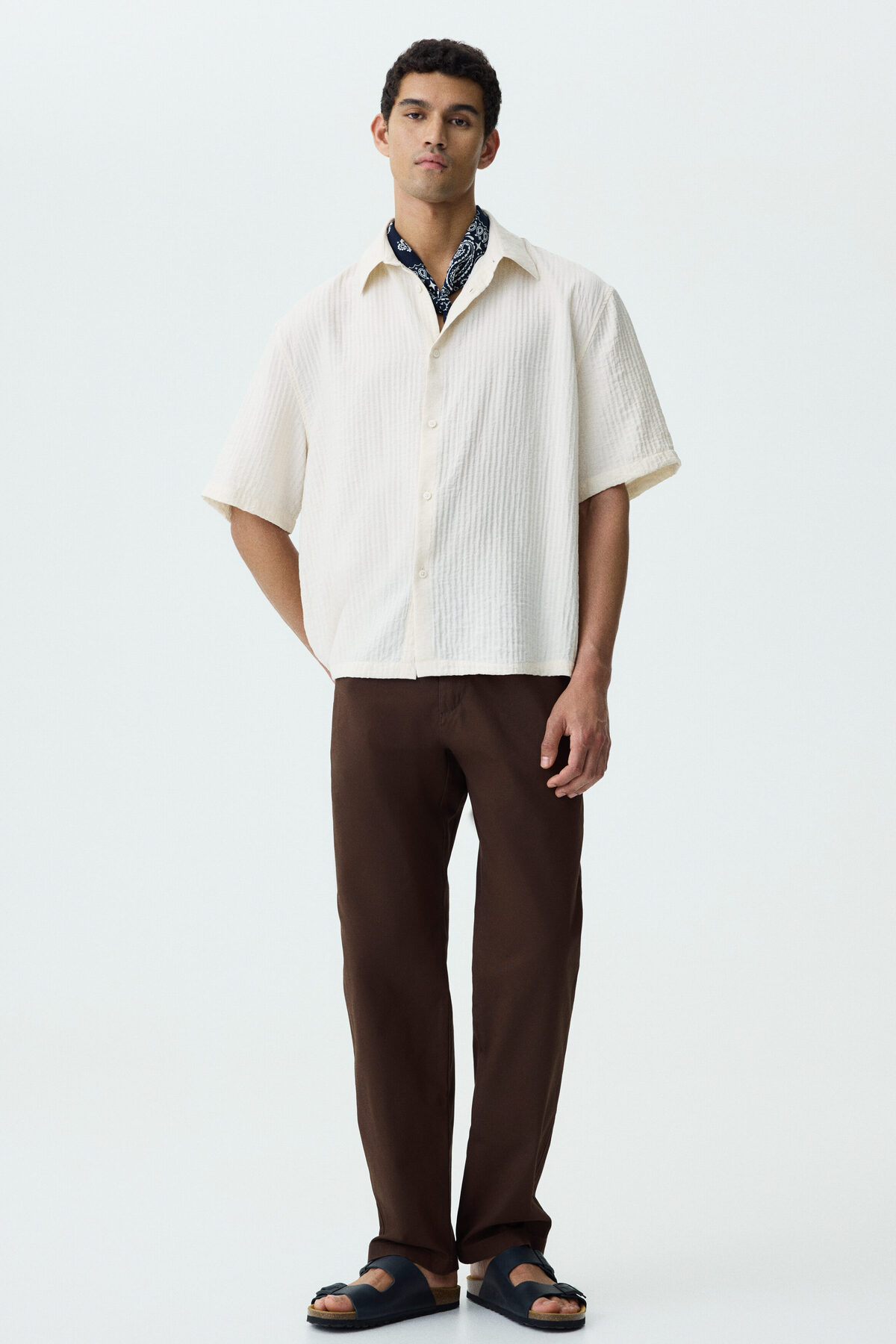 پنبه گاباردین چینو ریلکس فیت اچ اند ام شلوار H&M