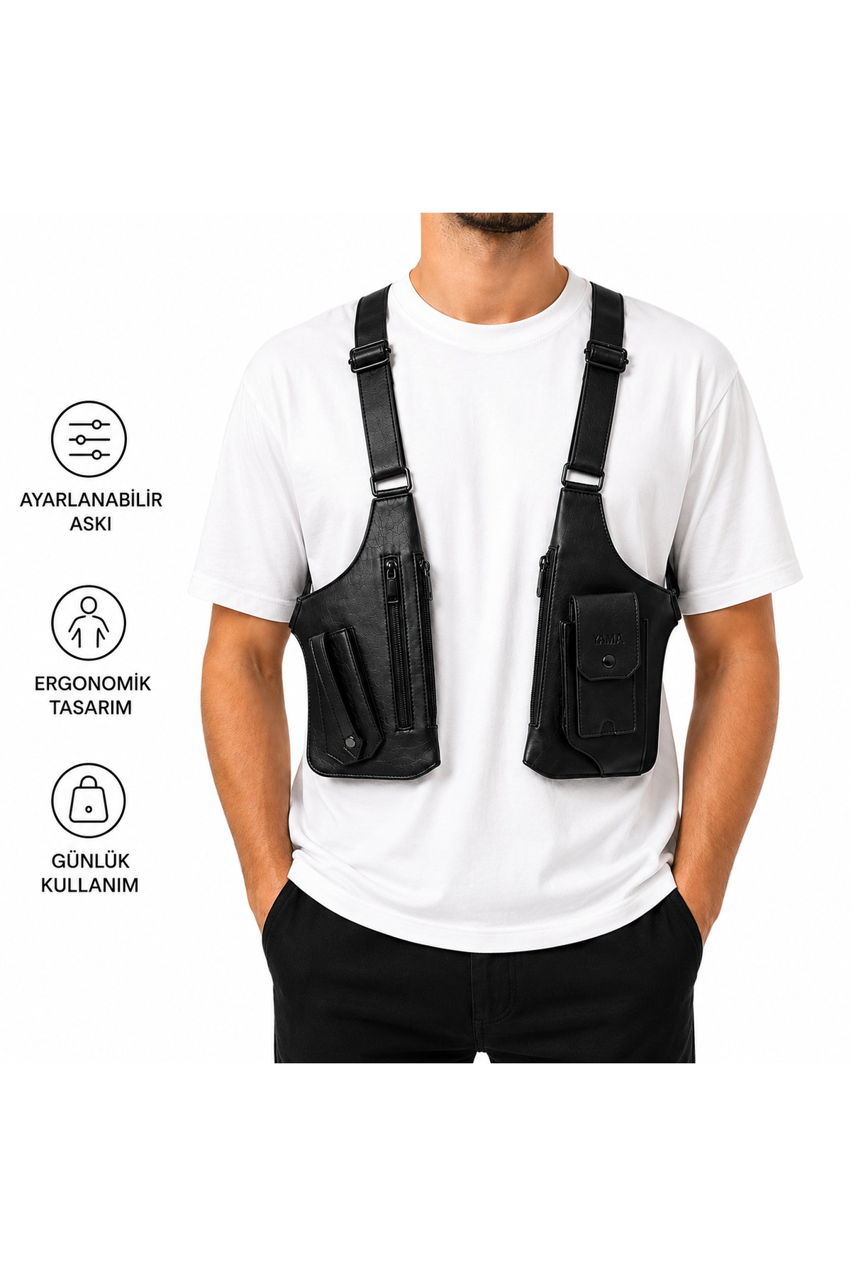 YAMA WEAR Çapraz Askılı Premium Çanta - Siyah görsel 7