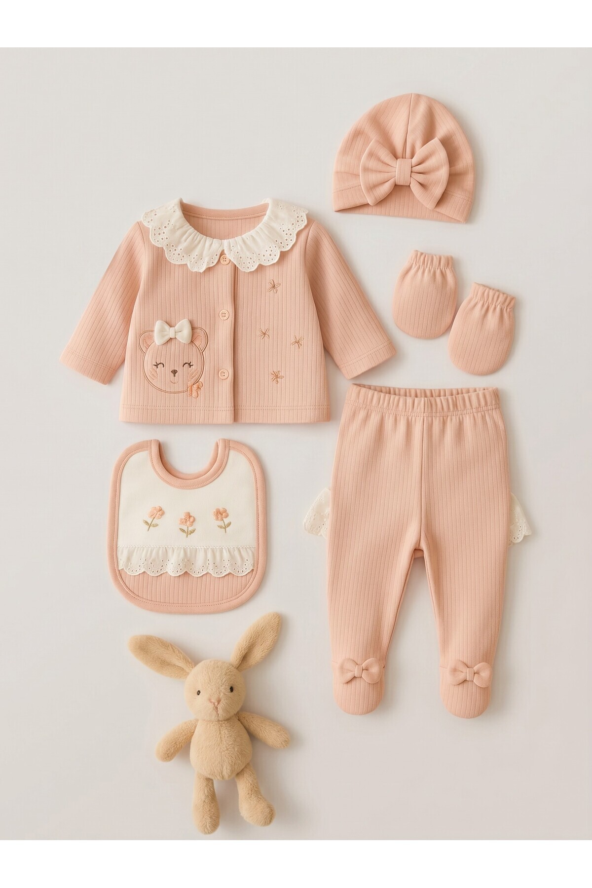 100% Cotton Lace Collar 5-Piece Baby Birth Gift with Box Newborn