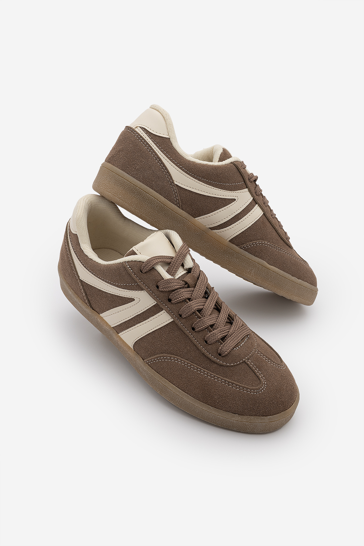 Women's Sneaker Lace-Up Flat Sole Sports Shoes Tione Mink Suede