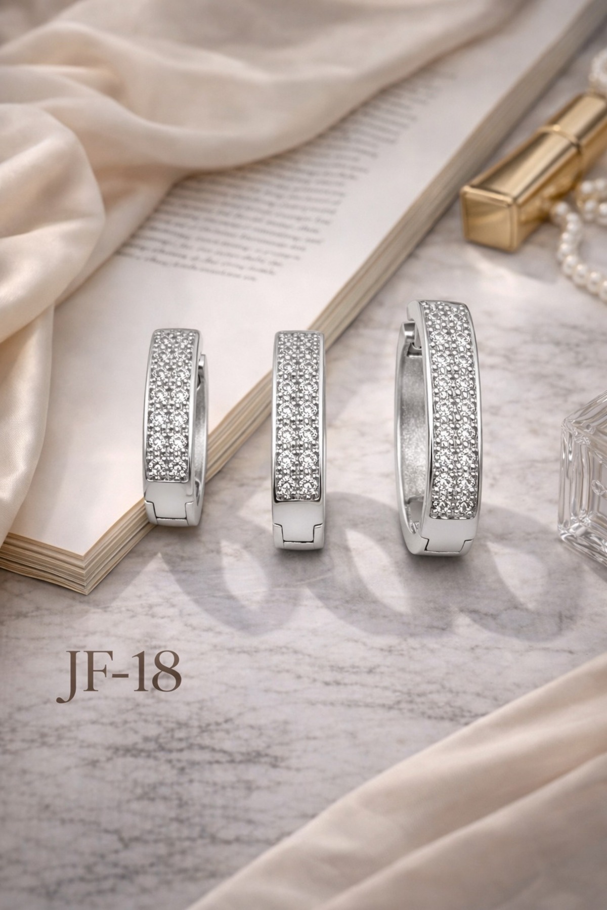 3-Piece Zircon Stone Women's Steel Ring Earrings Set - White Color