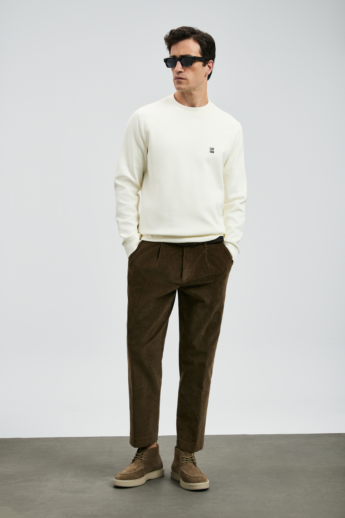 Lufian 112030179 Grant Erkek Sweatshirt BEYAZ