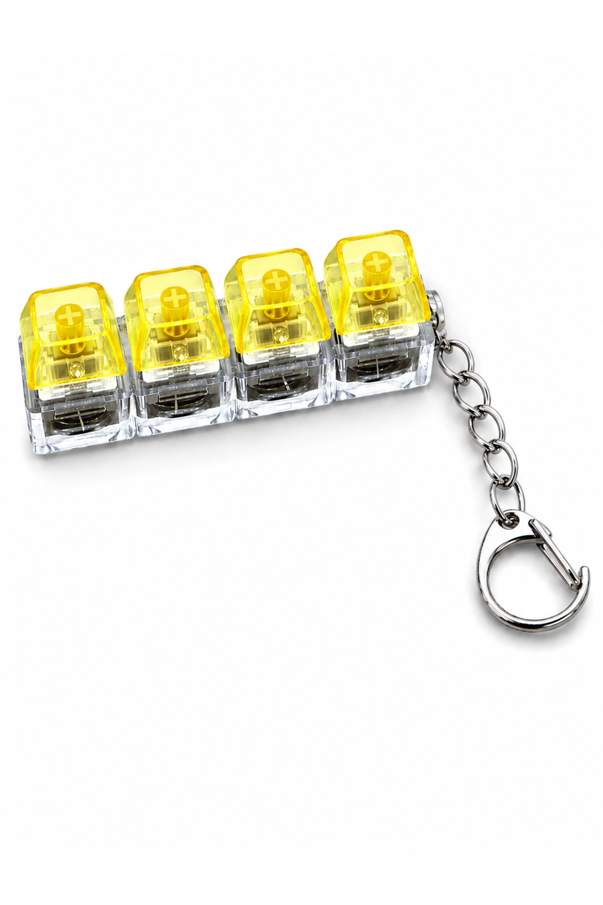 Yellow Illuminated 4-Piece Stress Reliever Mechanical Key Ring Keychain Audible Mechanical Key Feeling
