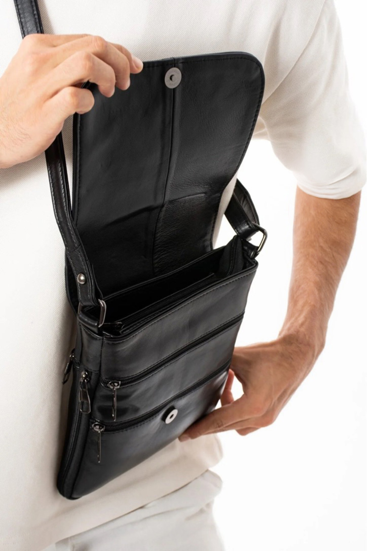westbag Hakiki Deri Postacı Çantası Premium Deri Çapraz Askılı Yandan Asmalı Omuz Çanta görsel 2