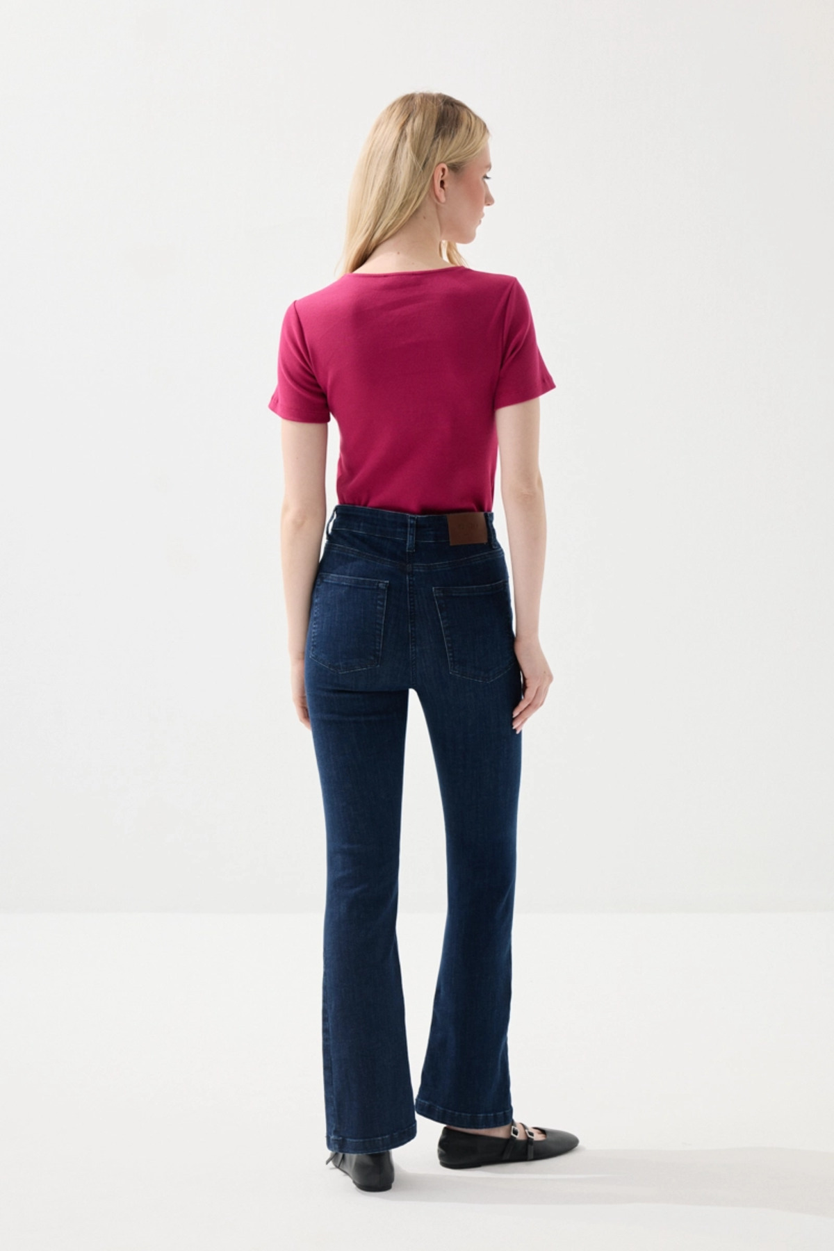 Gusto Denim Flare Kot Pantolon - Lacivert görsel 5