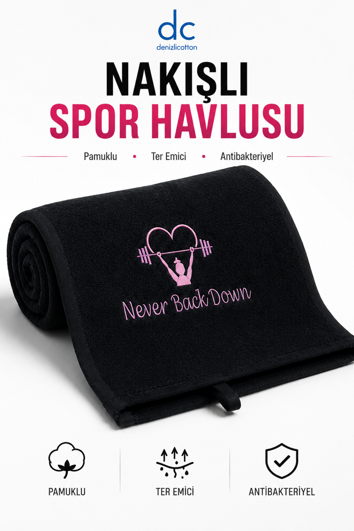 Embroidered Sports Towel Cotton, Antibacterial, Sweat Absorbing Fitness Plates Boxing Tennis Sports Towel