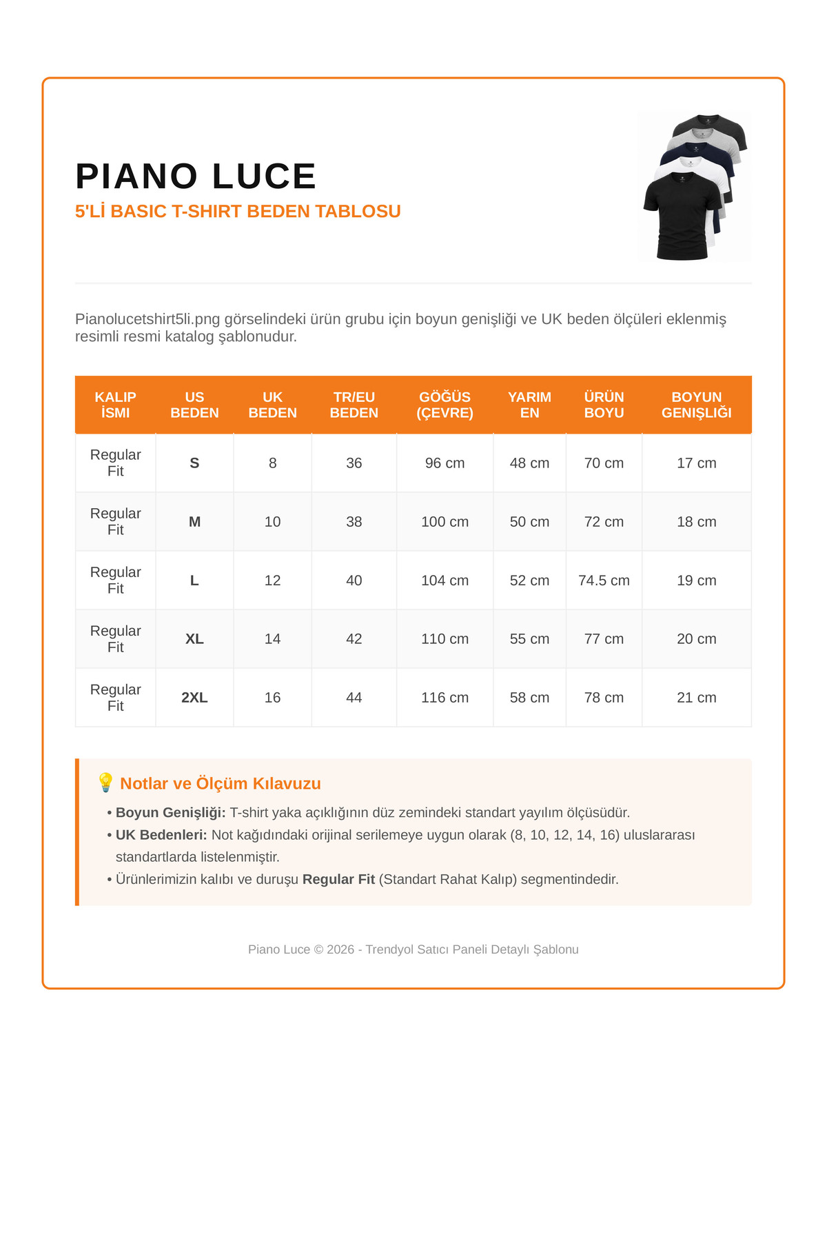 Piano Luce Erkek 5’li Paket T-Shirt, Kısa Kollu Bisiklet Yaka Regular Fit, 5 Renk Seçenekli görsel 8