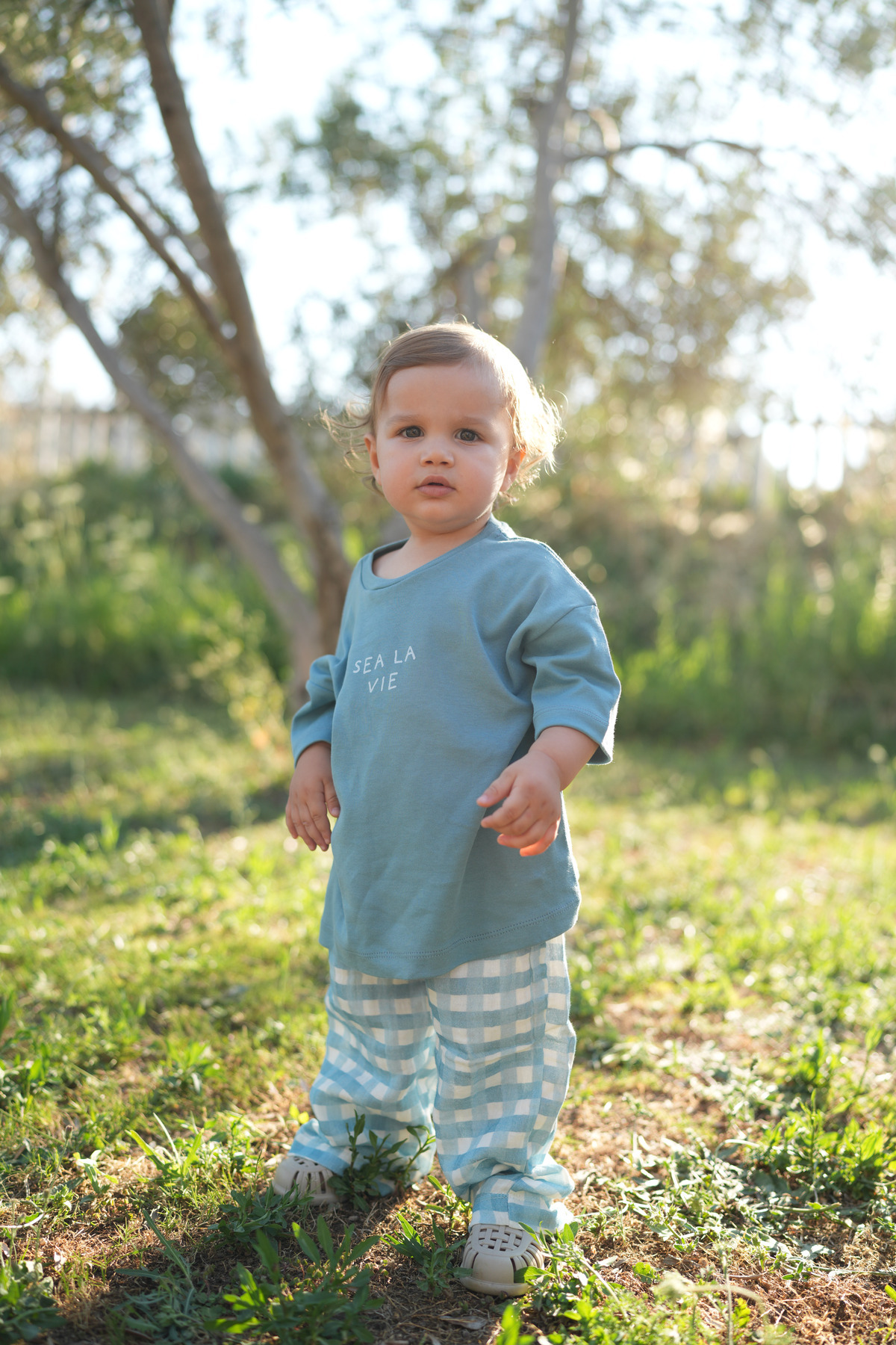 Blue White Plaid Patterned Muslin Girl, Baby Boy,Children's Pants – Soft Fabric, Comfortable Fit