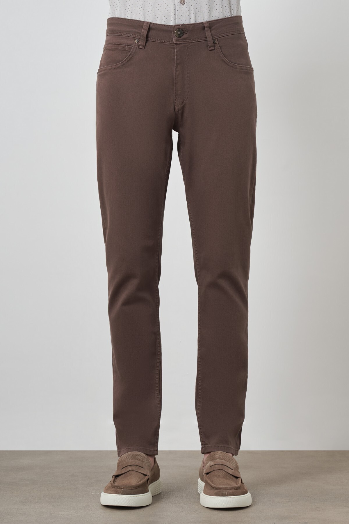 Men's COFFEE Cotton 5 Pockets Slim Fit Jean Jeans