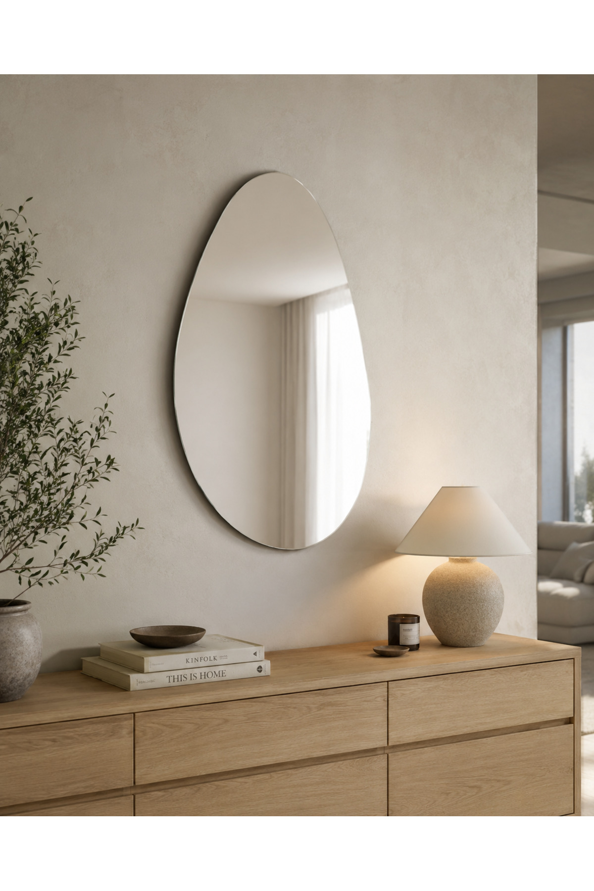 Asymmetric Console Mirror Frameless