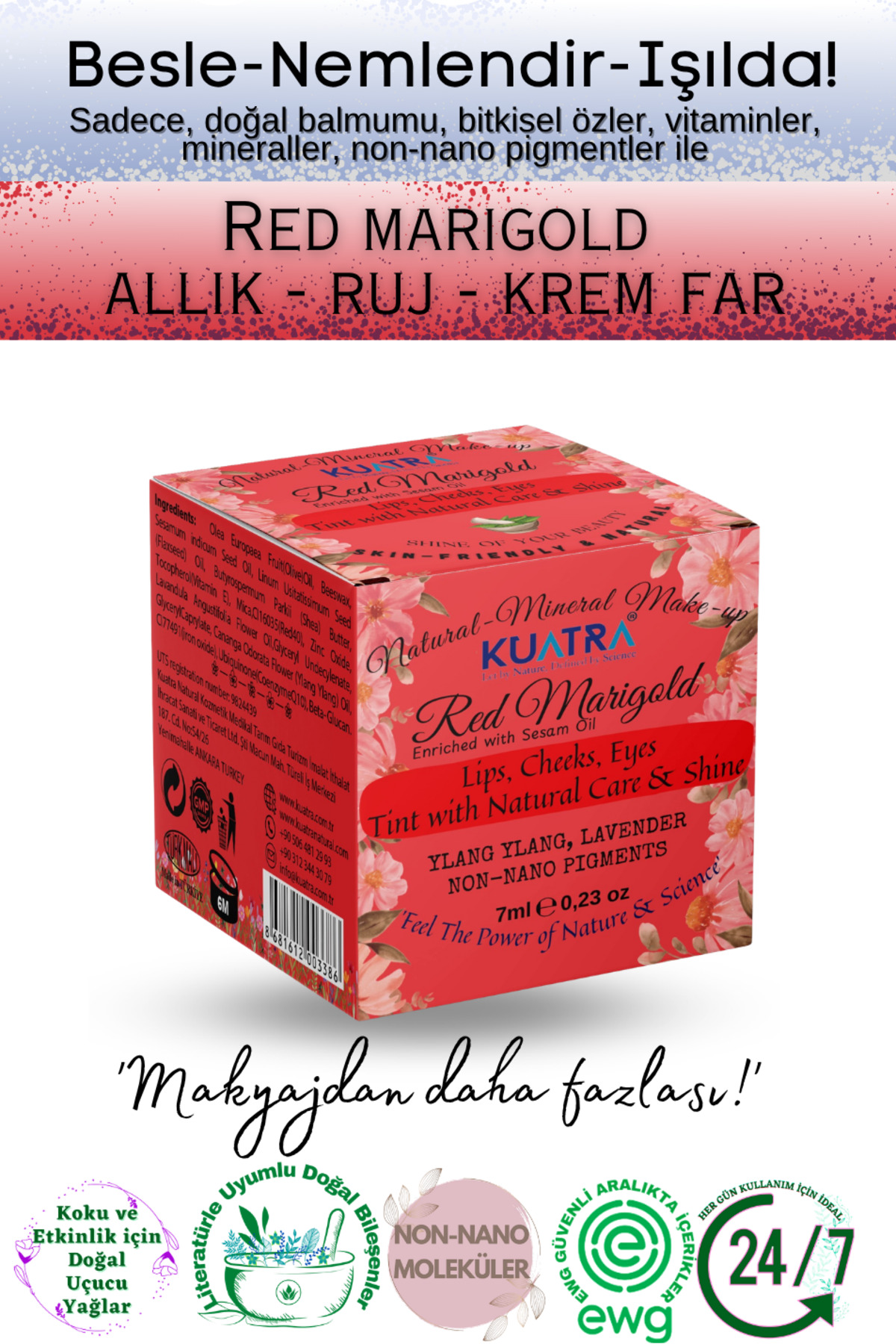 Red Marigold Nemlendirici - Antioksidan Işıltı Veren Balm (DOĞAL İÇERİKLİ RUJ- ALLIK-GÖZ FARI) — قرمز TYC00212599320 — تصویر 3 از 9