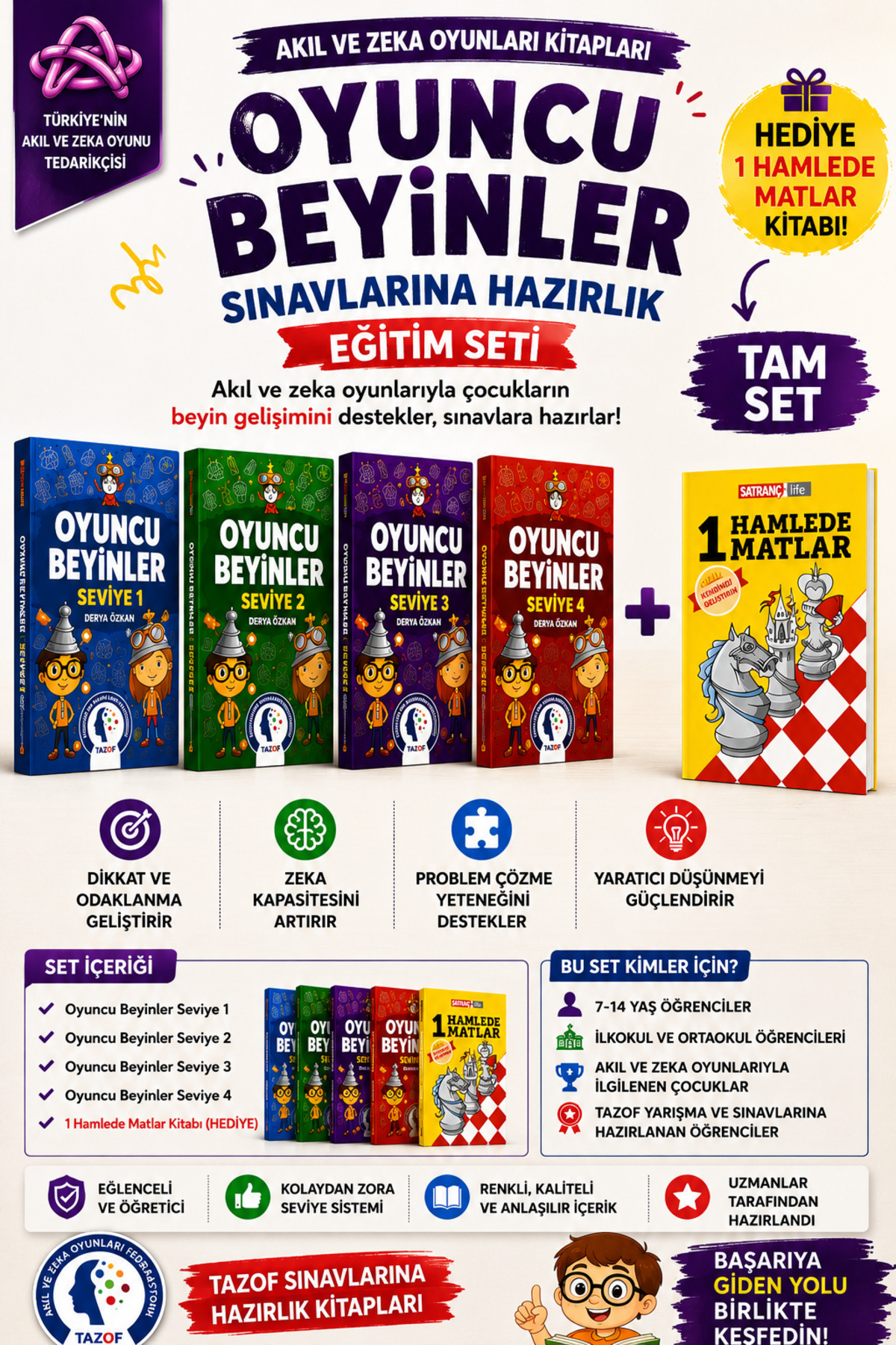 Curious&Genius TAZOF sınavlarına hazırlık Oyuncu Beyinler Kitap