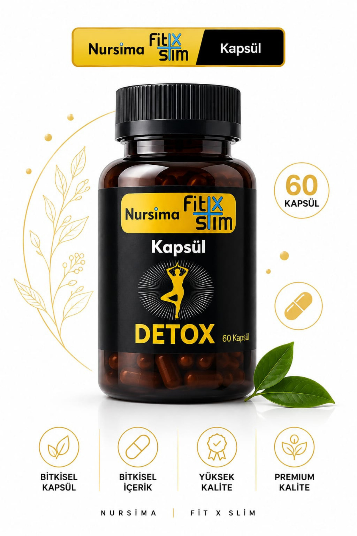 NO.700S ダイエットサプリ Nursima Detox Kapsül Bitkisel Karışımlı Doğal Fit x Slim 60'lı