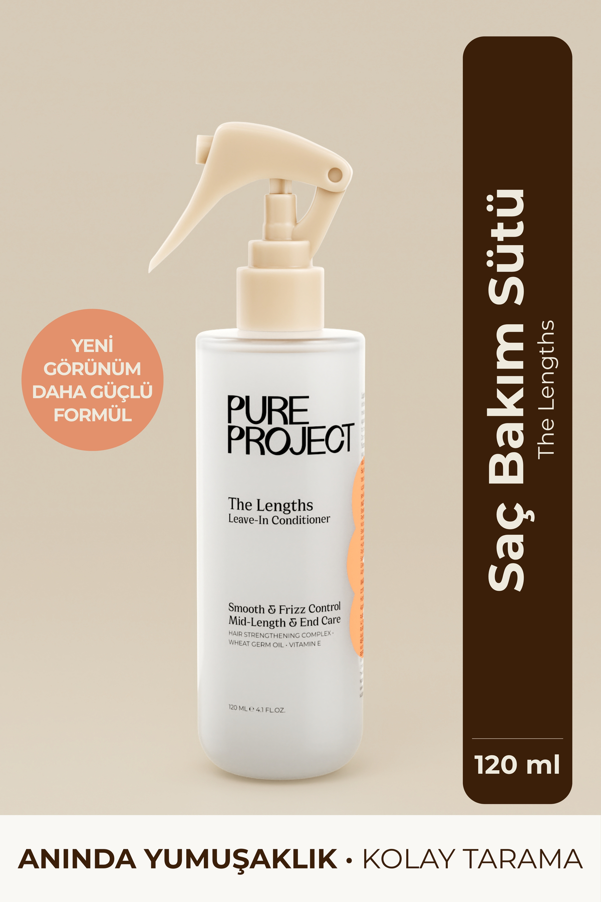 Pure Project Saç Bakım Sütü 120 ml | Dolaşma, Elektriklenme & Kırık Karşıtı Bakım — 8682835806259
