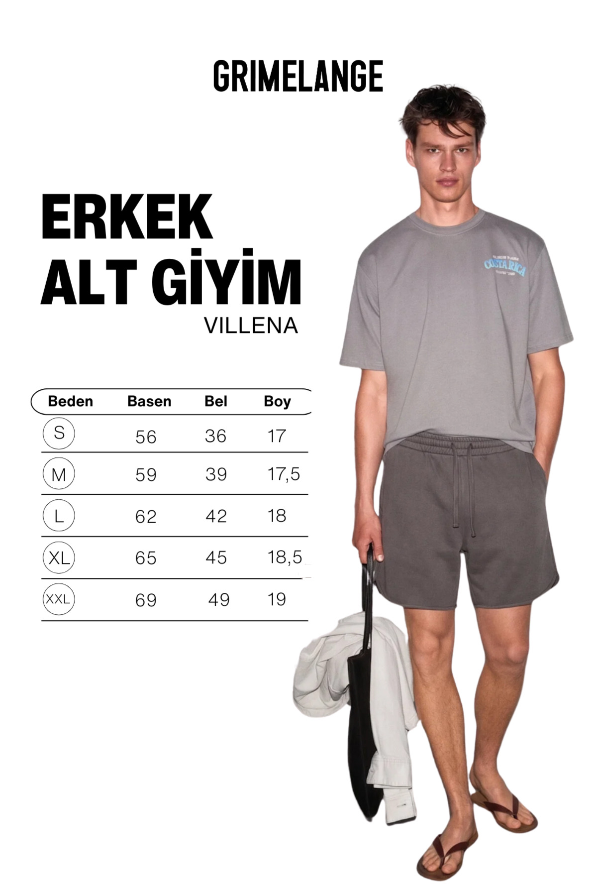 GRIMELANGE VILLENA Erkek Esnek Kumaşlı Beli Lastikli Kordonlu Koyu Gri Şort görsel 4