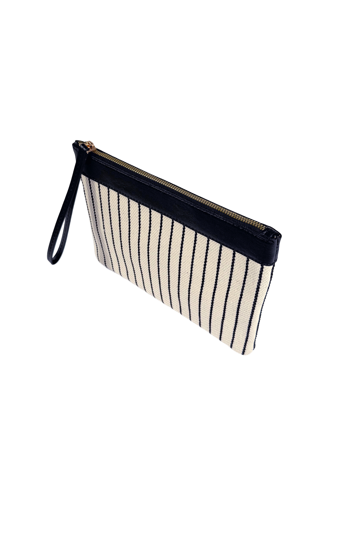 Asia Kanvas Çizgili Kadın Portföy & Clutch El Çantası Siyah
