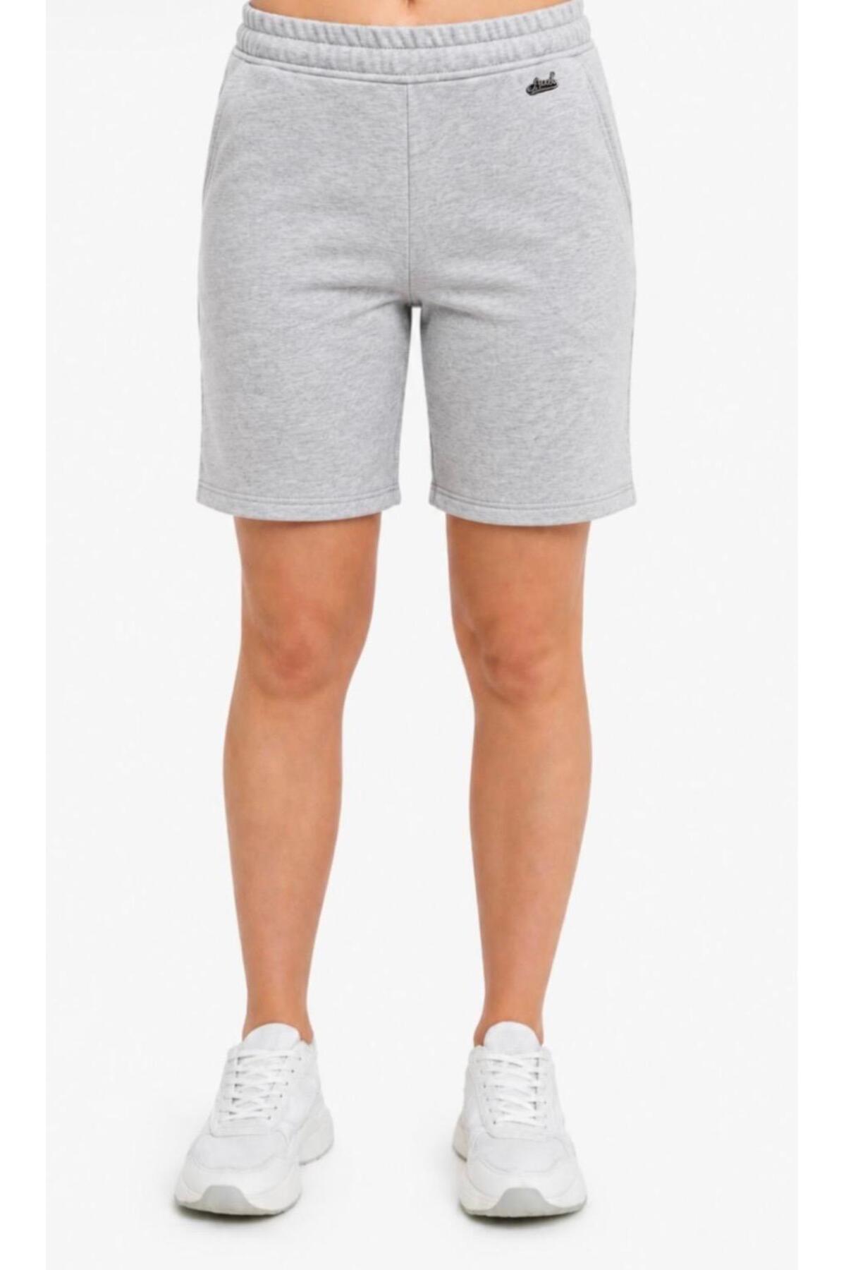 Women's Gray Melange 2 Thread Shorts-s224