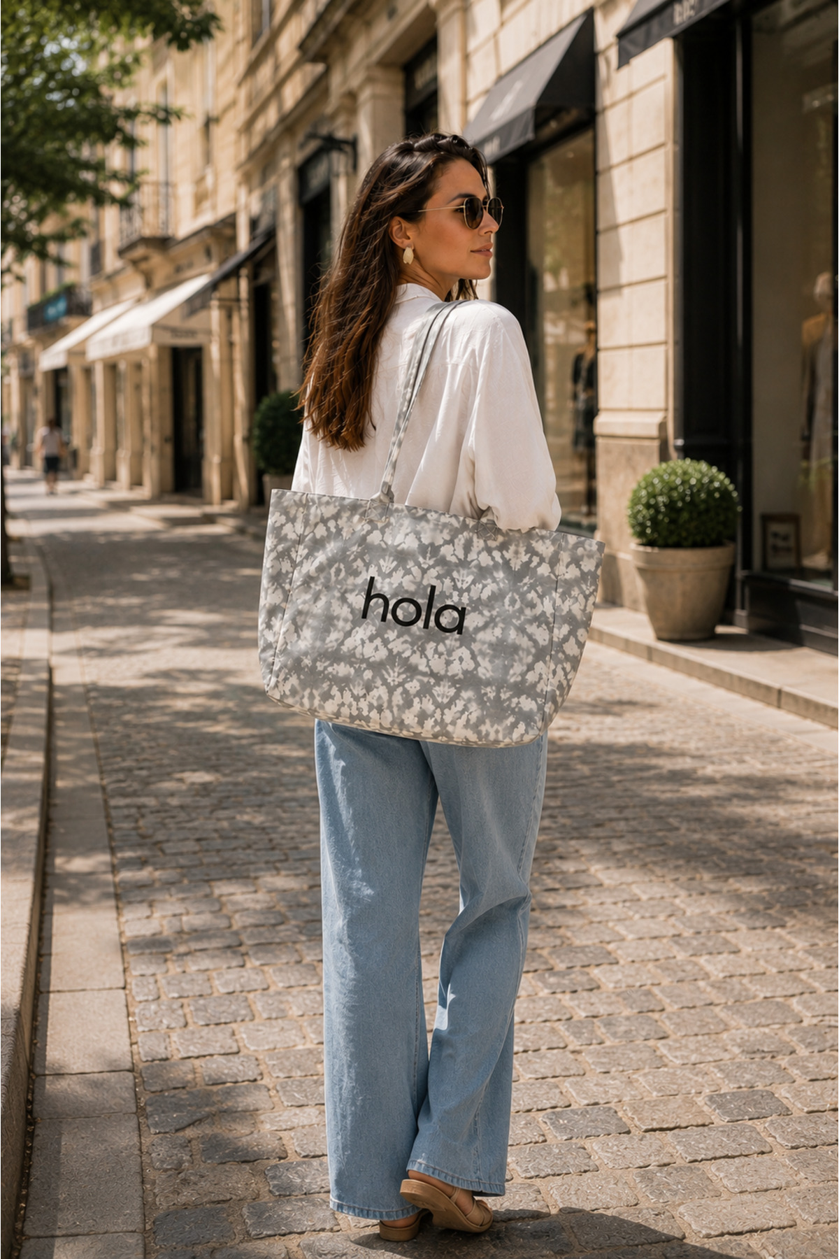 ICONE BAG Icone Gri Degrade Baskılı Kanvas Omuz Çantası, Gri Degrade Plaj Çantası, Plaj Çantası, Beach Bag görsel 4
