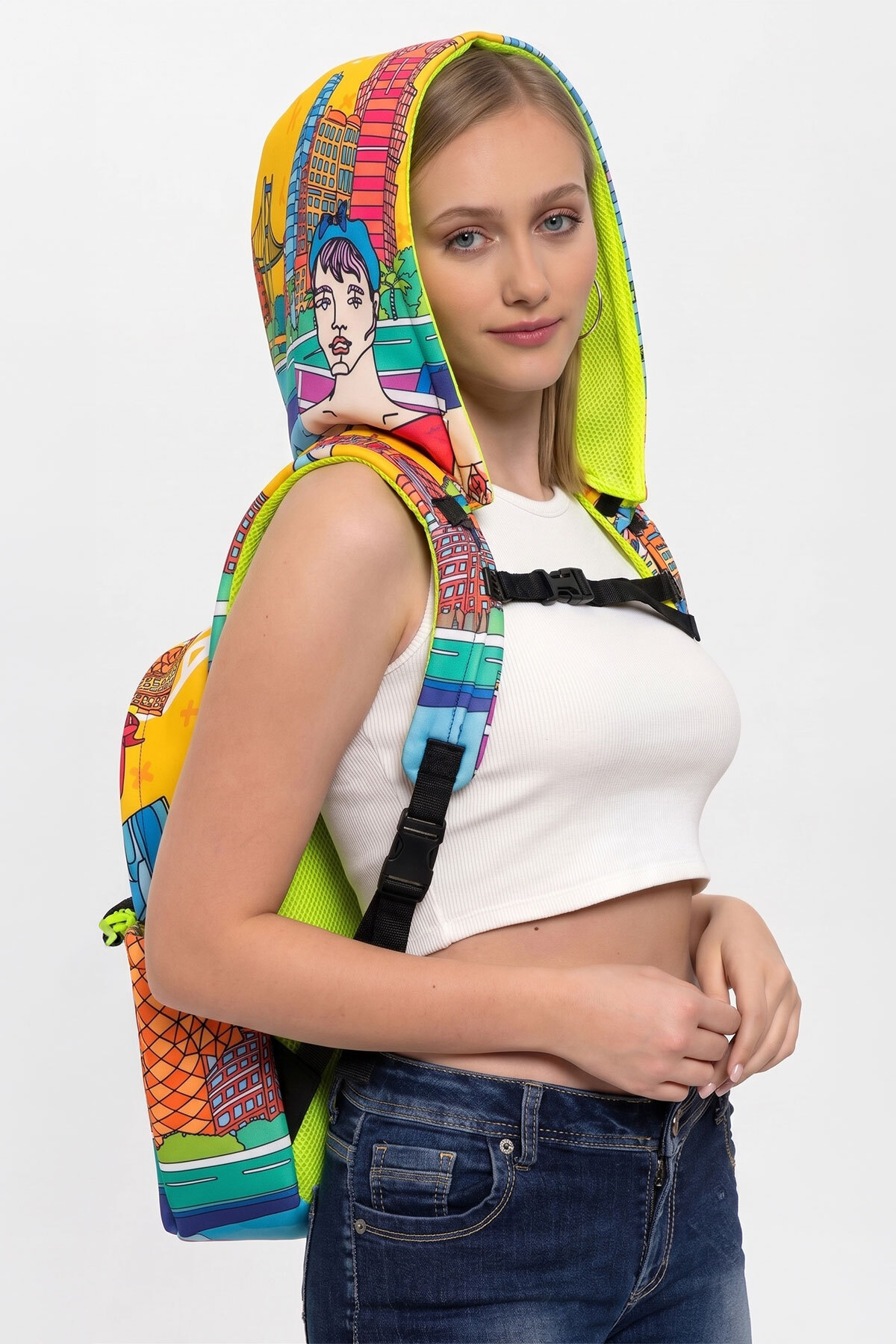 Doha İkigai City Series Back to School Detachable Hooded Lightweight Large School Backpack