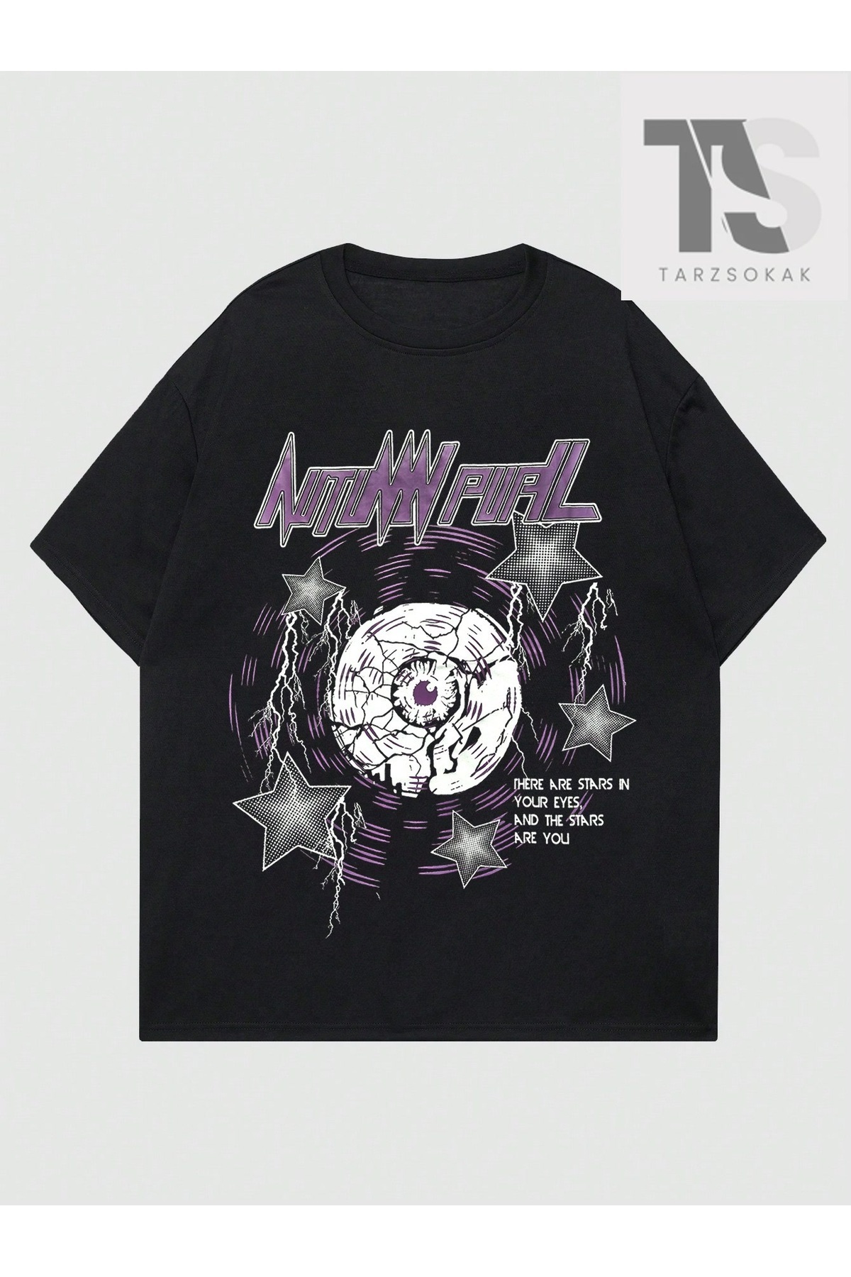 Goth Men's Alphabet and Five-Pointed Star Printed T-shirt