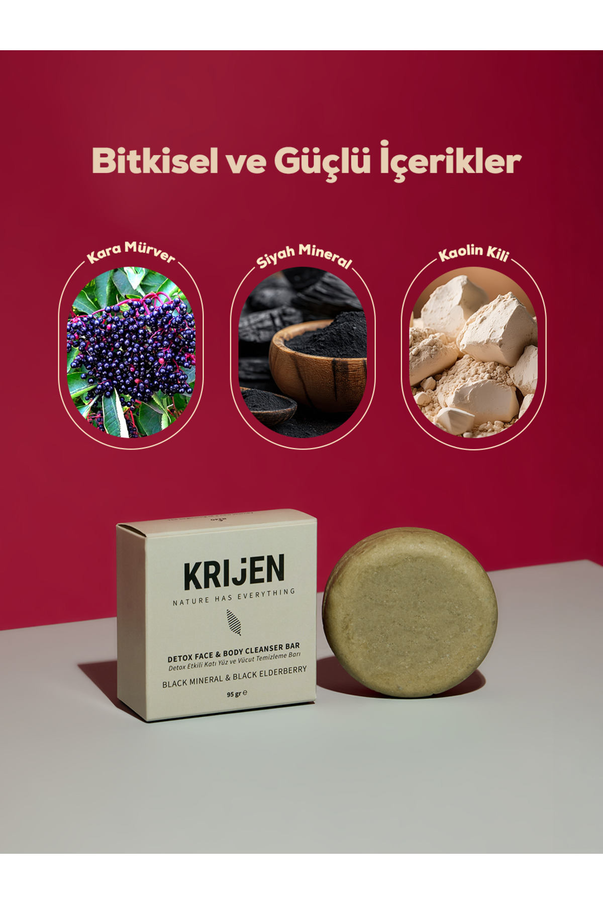 Detox Etkili Siyah Mineral & Kara Mürver Yüz Ve Vücut Temizleme Barı 95 gr — BLACKMINERAL — تصویر 4 از 5