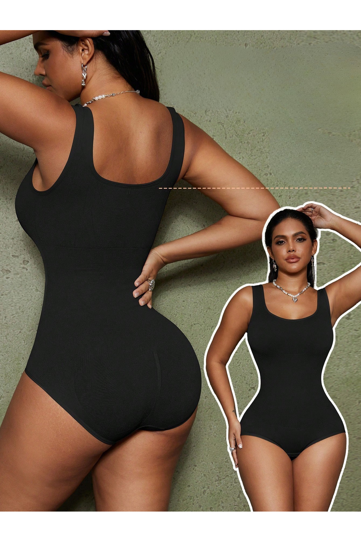MİSTİRİK Morcia Model Kalın Askılı Seamless Toparlayıcı Ve Sıkılaştırıcı Çıtçıtlı Zıbın Korse Siyah Renk görsel 3