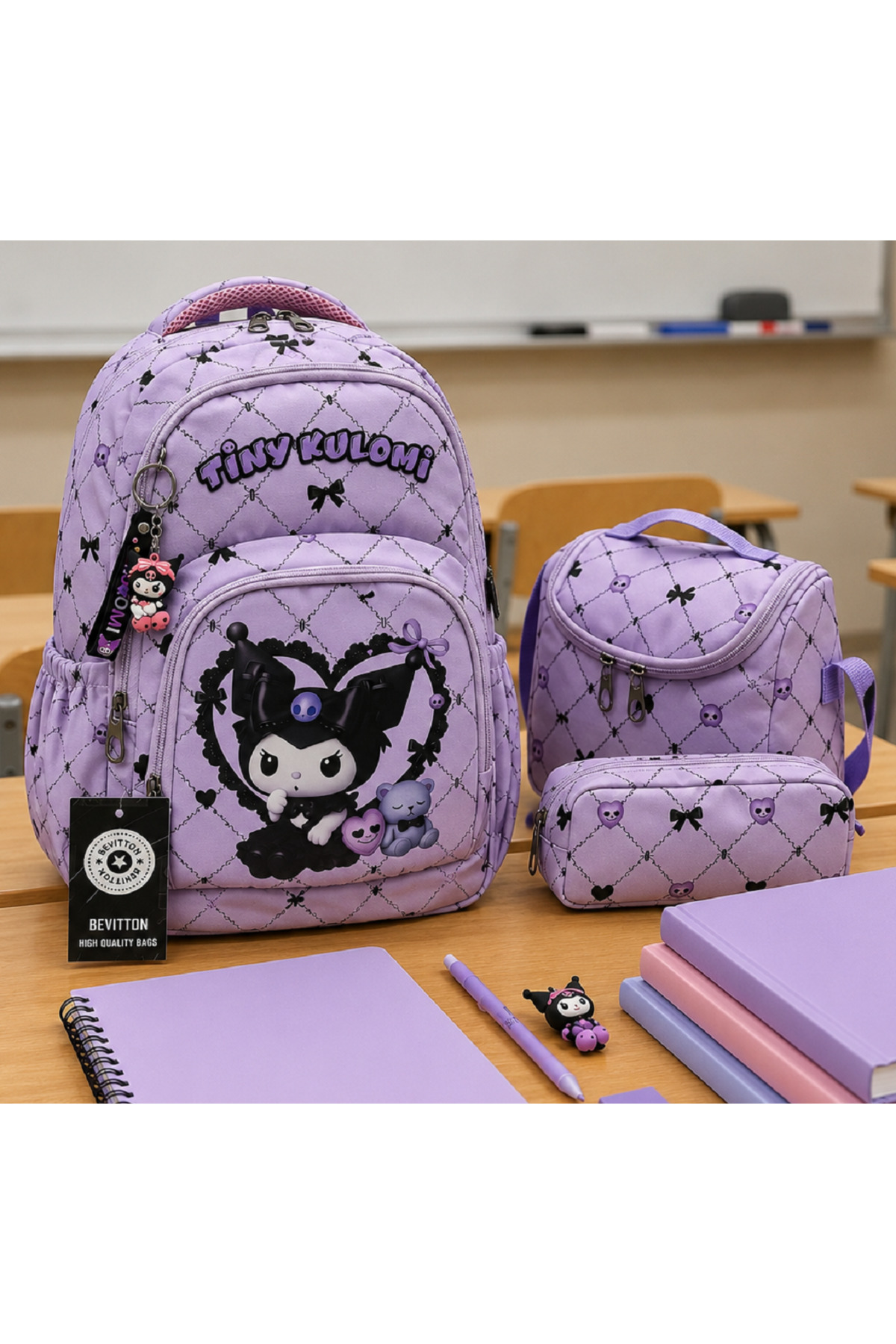 Lila Primary School Bag 3-Piece Set Girl Primary School Bag Character Pattern