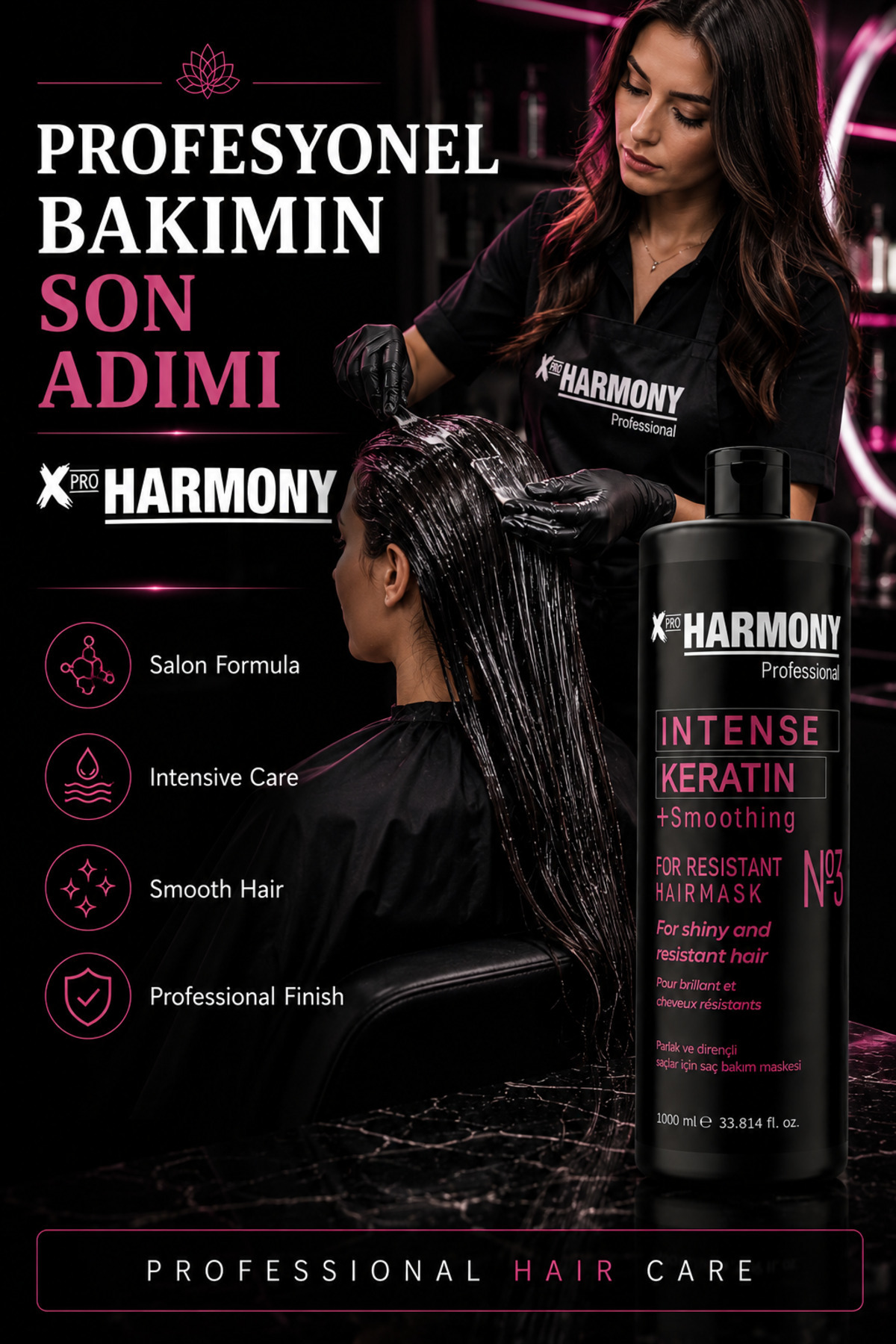 İntense Keratin No 3 Smoothing Hair Mask Maske 1000ml — XPH-8682887911345 — تصویر 6 از 8