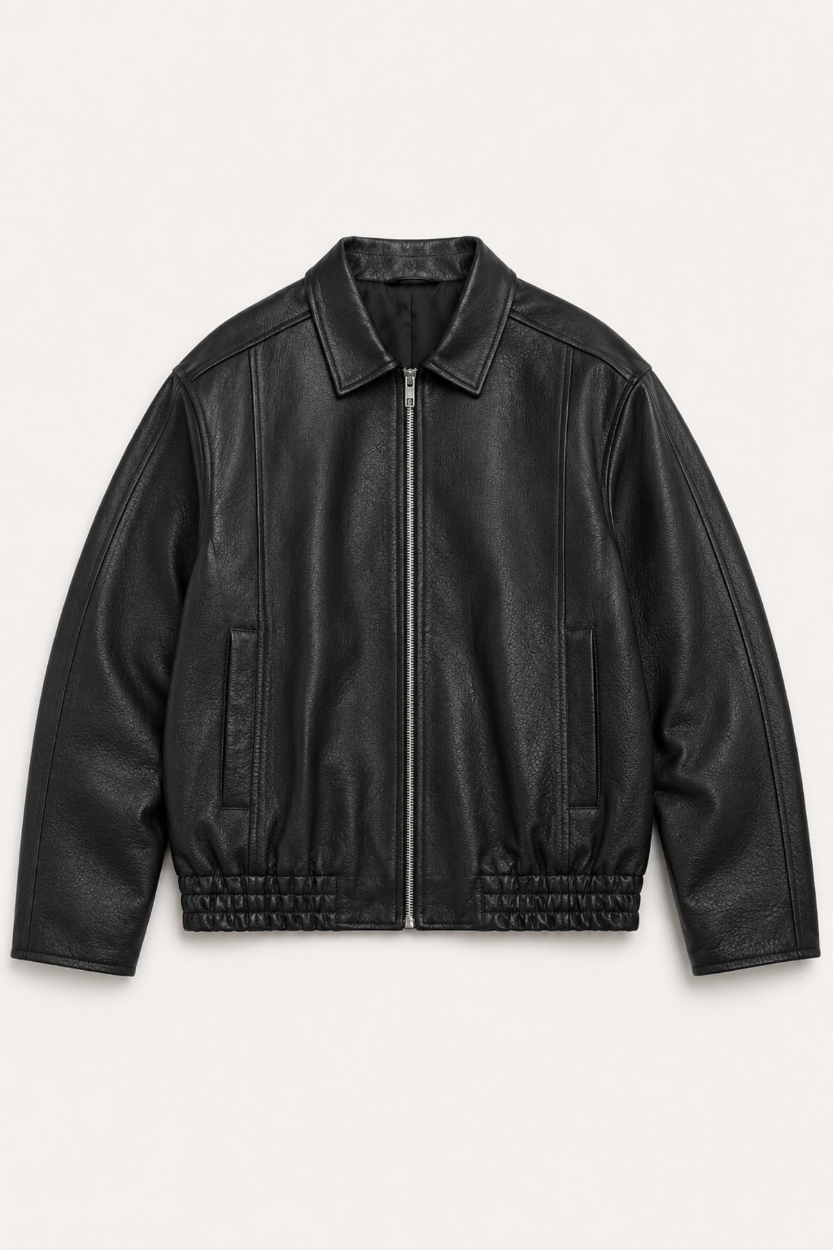 OHM OHEPMODA Oversize Rahat Kalıp Lastikli Erkek Deri Ceket görsel 6