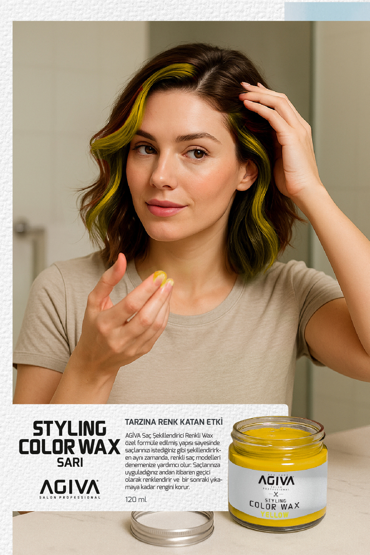 CARE & BEAUTY Saç Şekillendirici Renkli Wax – Color Wax – Sarı - 120 ml — 8698703025974 — تصویر 2 از 3