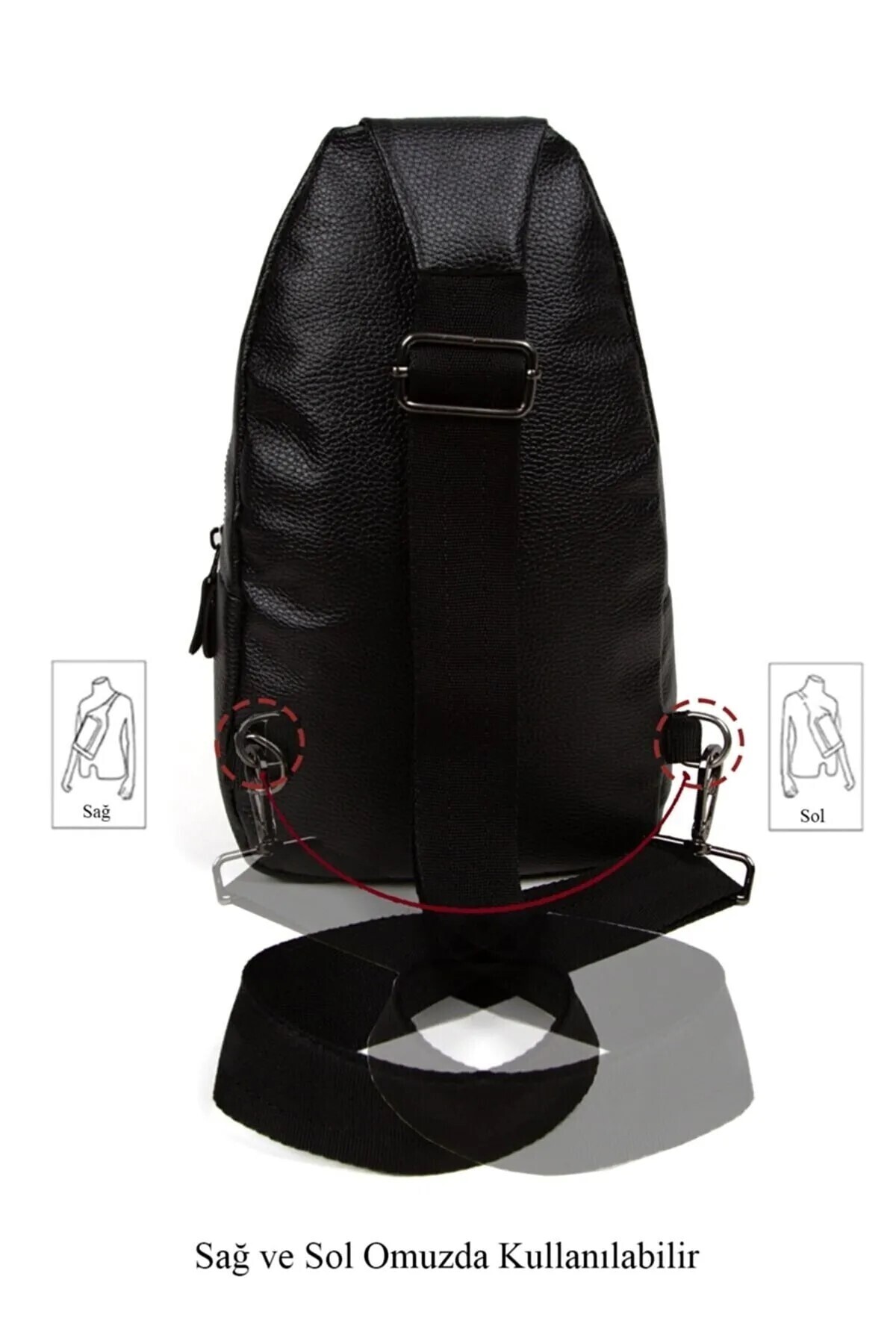 NEWISH POLO ACCESSORIES Vegan Deri Siyah Kulaklık Bel Ve Çapraz Omuz Çantası Otomatik Mekanizmalı Akıllı Kredi Kartlık görsel 6