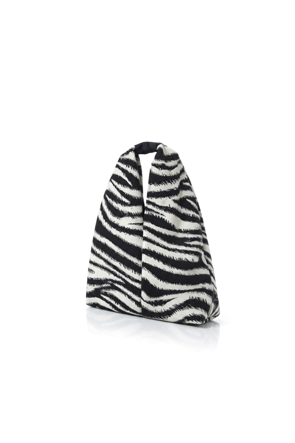 maia Siyah Beyaz Zebra Desenli Küçük Boy Hobo Model El Çantası