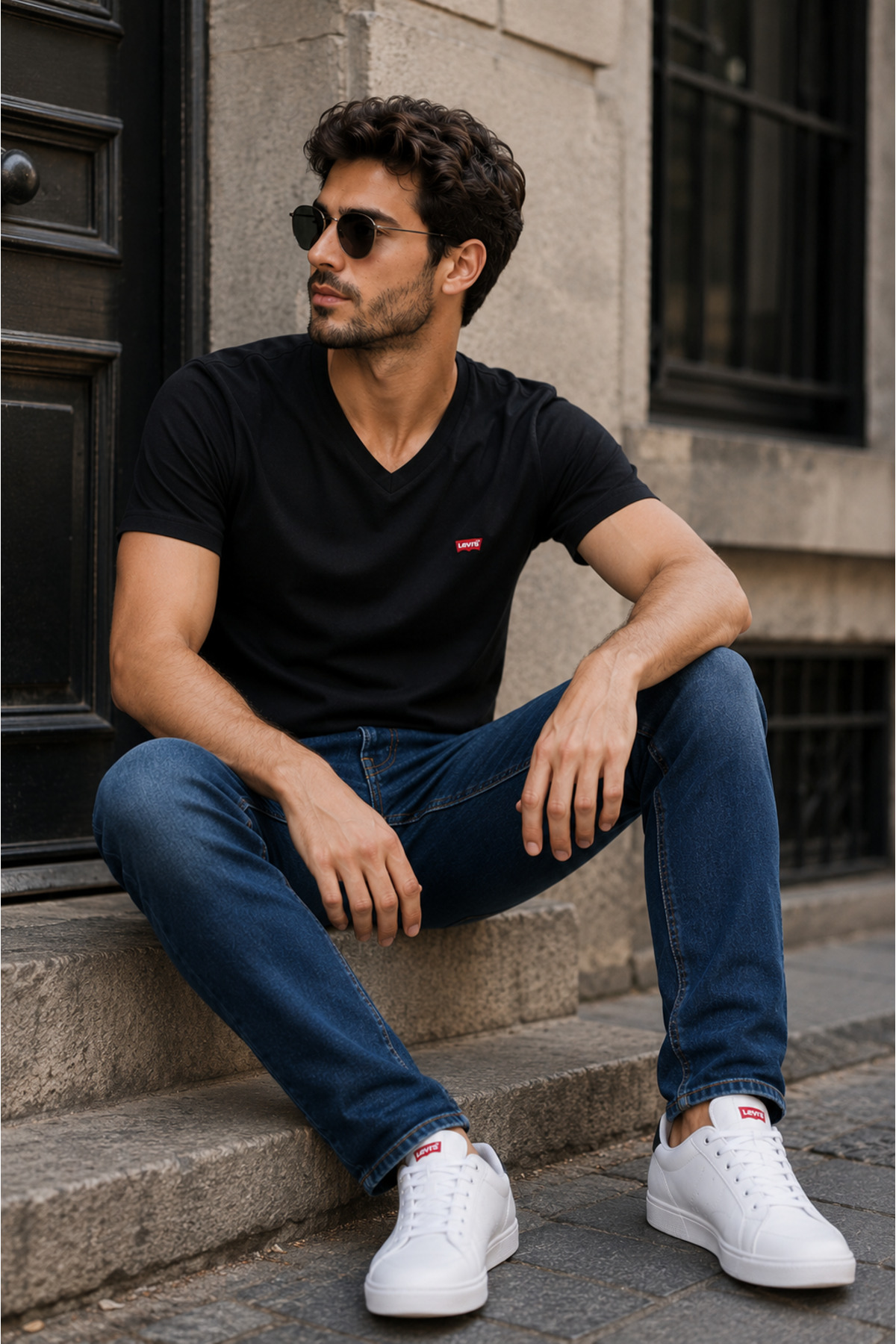 تی‌شرت مردانه طرح لوگو، یقه هفت، نخی، کد ۸۵۶۴۱ لیوایز تی شرت Levi's