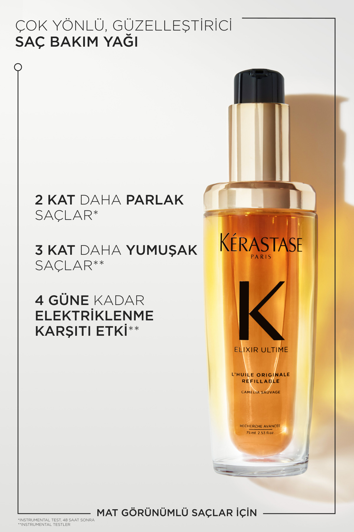 Elixir Ultime Tüm Saç Tipleri Için Besleyici, Parlaklık Veren Saç Bakım Yağı 75ml — E4166700 — تصویر 4 از 8