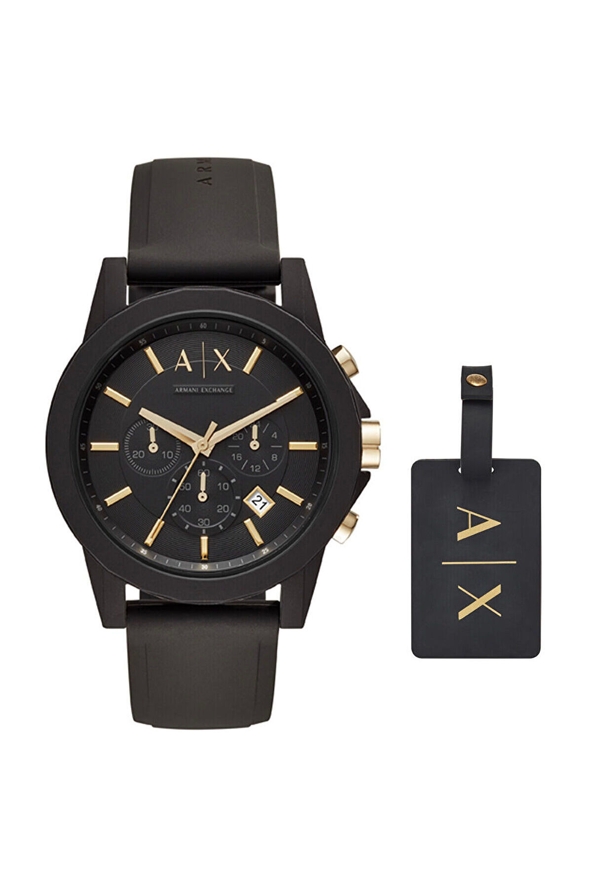 Armani Exchange AX7105 Erkek Kol Saati ve Valiz Etiketi Seti