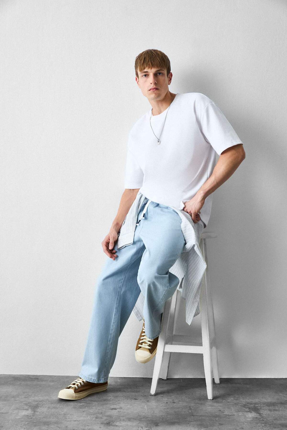 Baggy Fit Normal Bel Geniş Paça Jean Pantolon I4191AX26HS — آبی — تصویر 2 از 5