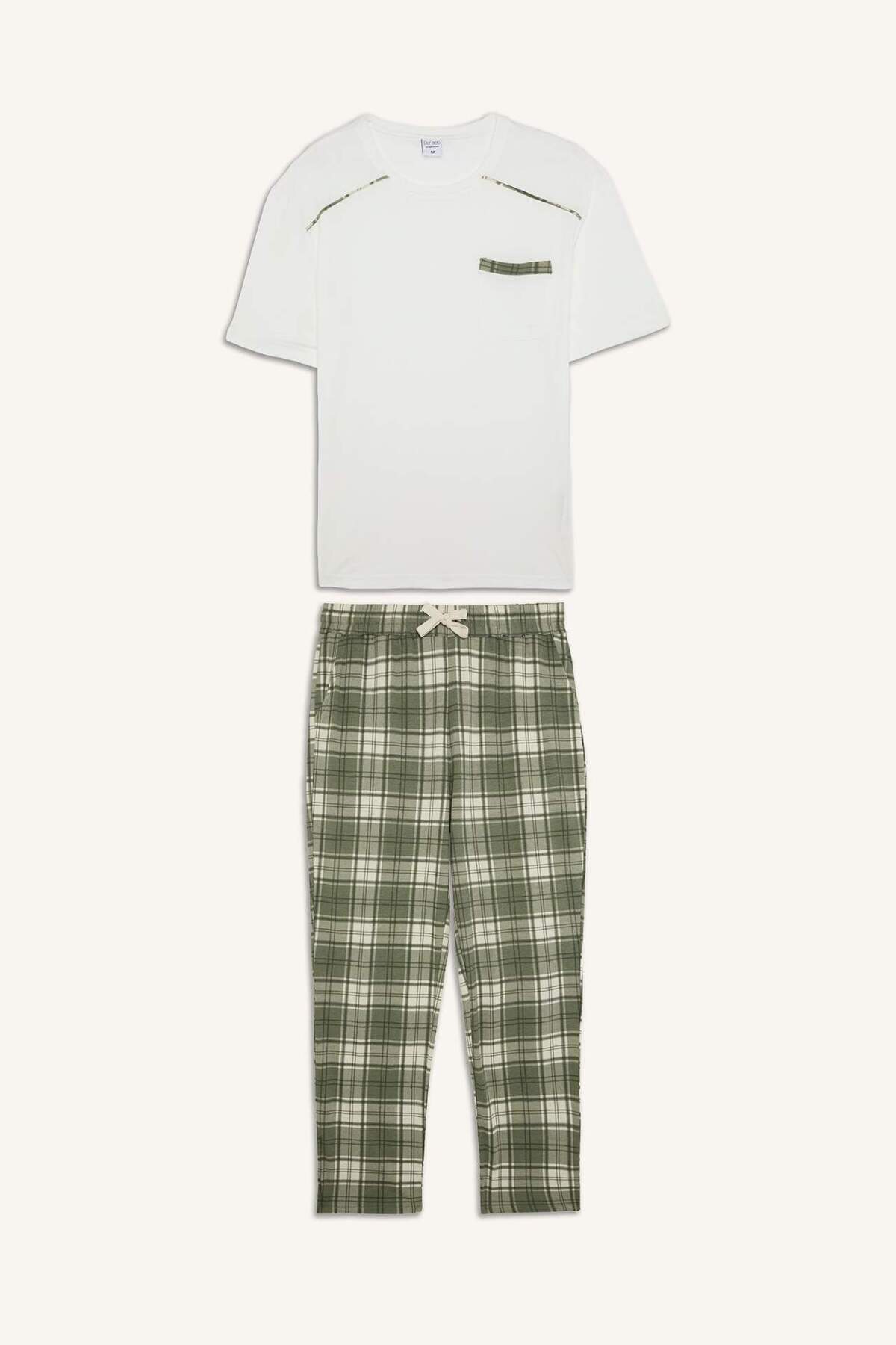 DeFacto %100 Pamuk New Regular Fit Kısa Kollu 2'li Pijama Takımı H8717AX26SM görsel 8